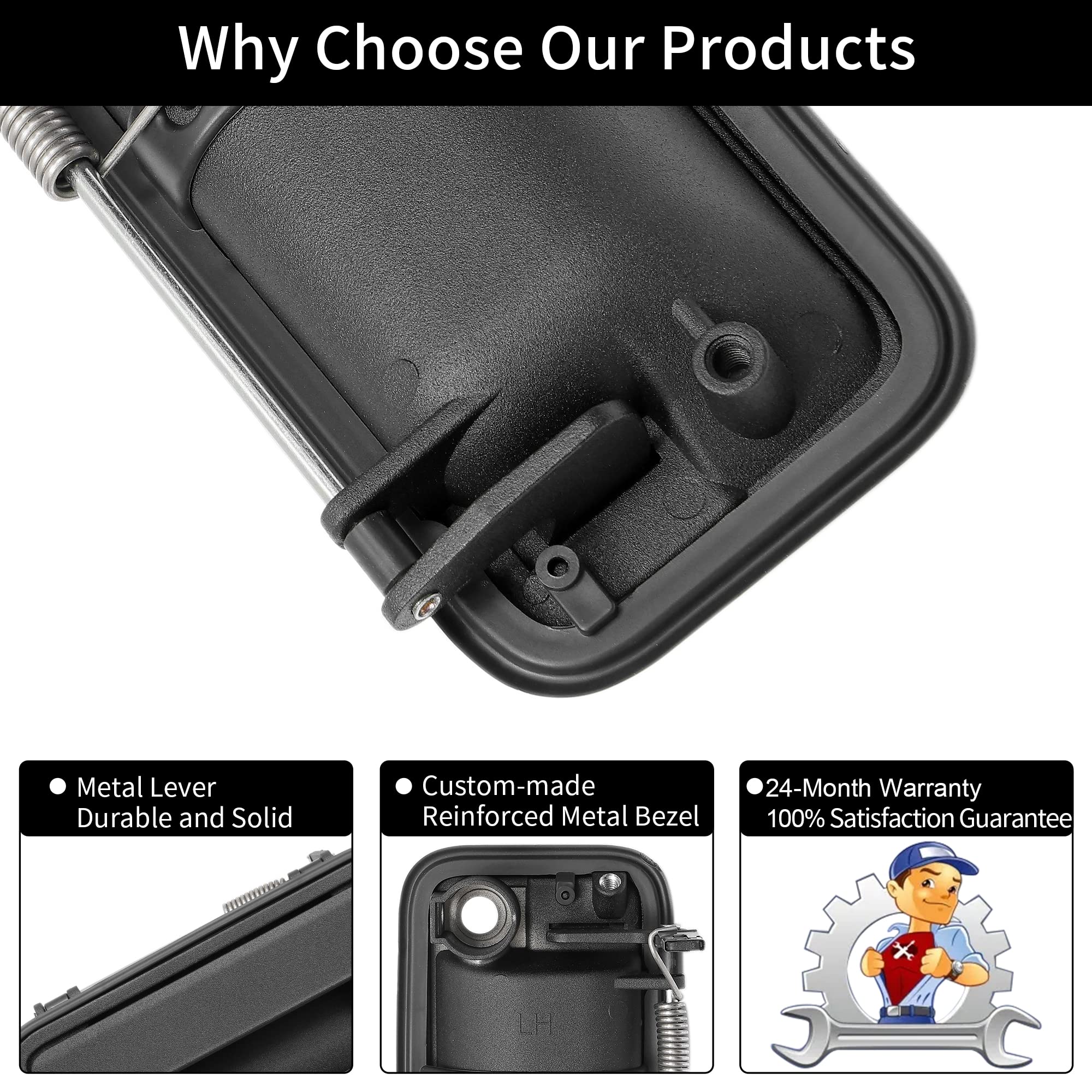 All Metal Exterior Door Handle, Compatible with 1988-2001 Chevy K1500 K2500 K3500 C1500 C2500 C3500, GMC C/K 1500 2500 3500 Pick