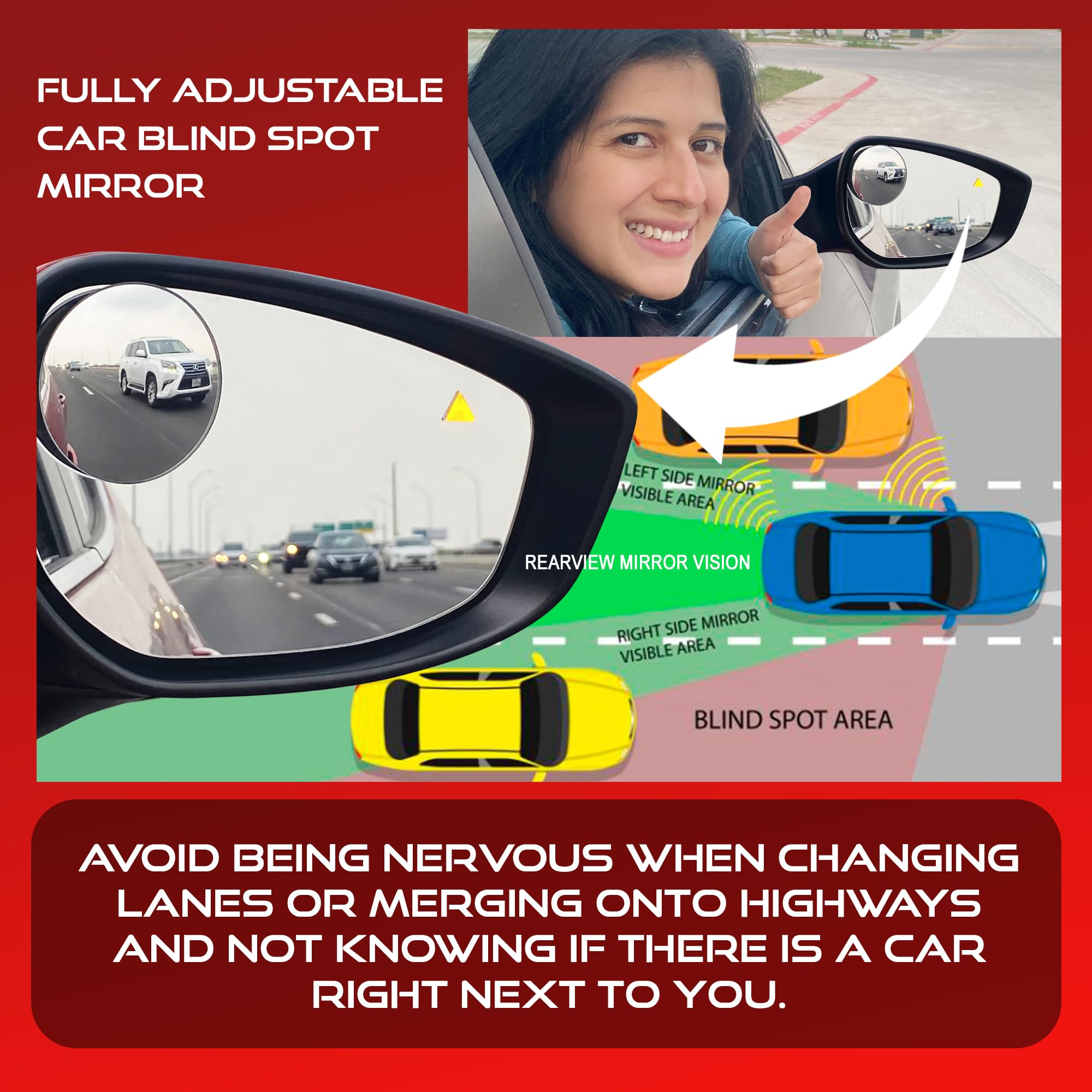 2.5 Unique Convex Blind Spot Side: Rear View - Truck And Car Rearview Mirror - Automotive Exterior Blindspot Accessories For Men & Women - Auto Parts (2Pack)