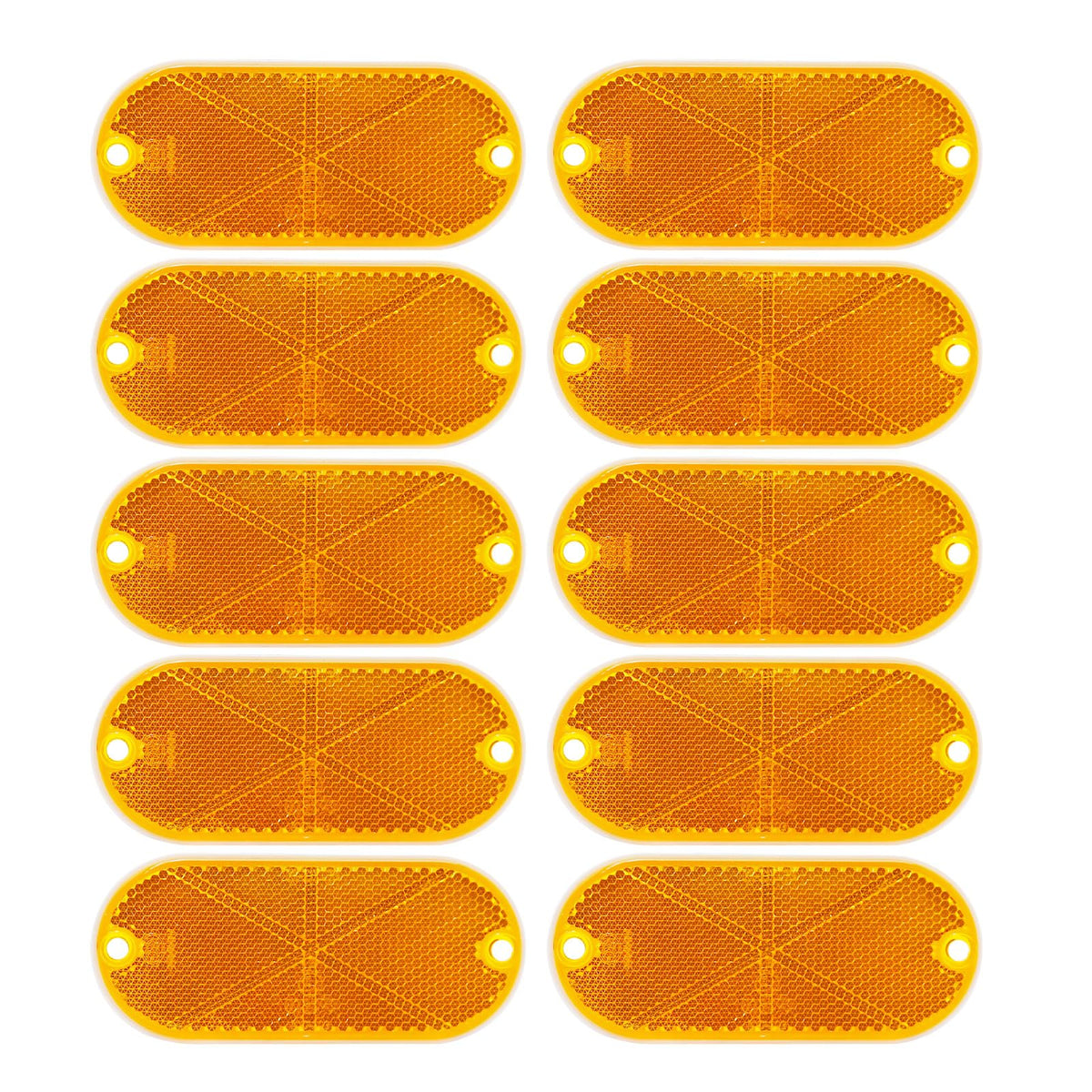 Zudksuy 10 Pack Front Reflector Oval Reflectors Driveway Reflectors For Driveway Fence Gateposts Cars Boats Mailboxes Trailer Security Reflectors With Center Mounting Holes (Yellow)