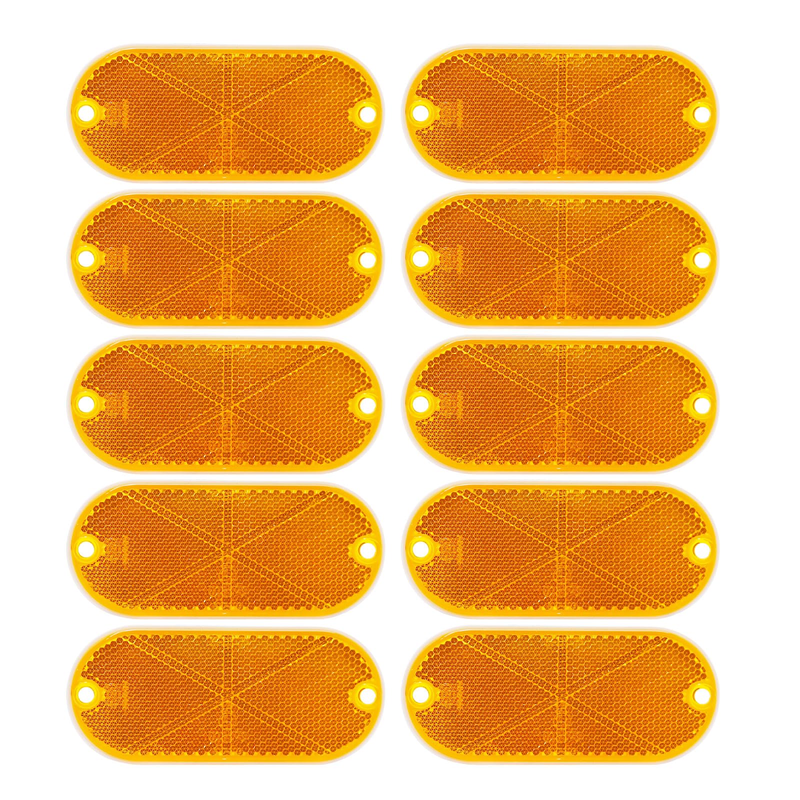 Zudksuy 10 Pack Front Reflector Oval Reflectors Driveway Reflectors For Driveway Fence Gateposts Cars Boats Mailboxes Trailer Se