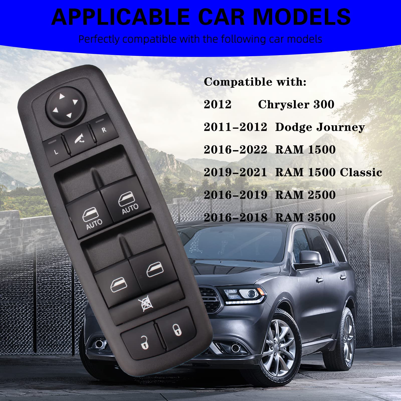 Sherxibo Power Window Switch Compatible With 2011-2012 Dodge Journey 2012 Chrysler 300 2016-2018 Ram 1500 2500 3500 2019-2021 Ram 1500 Classic Replace For: 56046826Ae 56046826Ac 56046826Ad