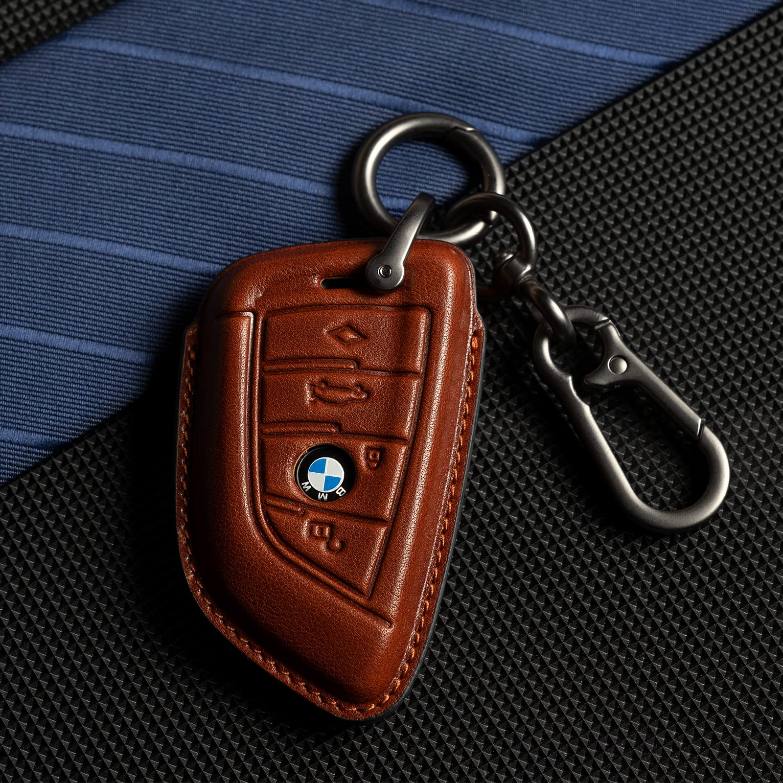 Smyfob BMW Key Fob Cover Leather Case Lanyard Keychain Holder Key Fob Protector