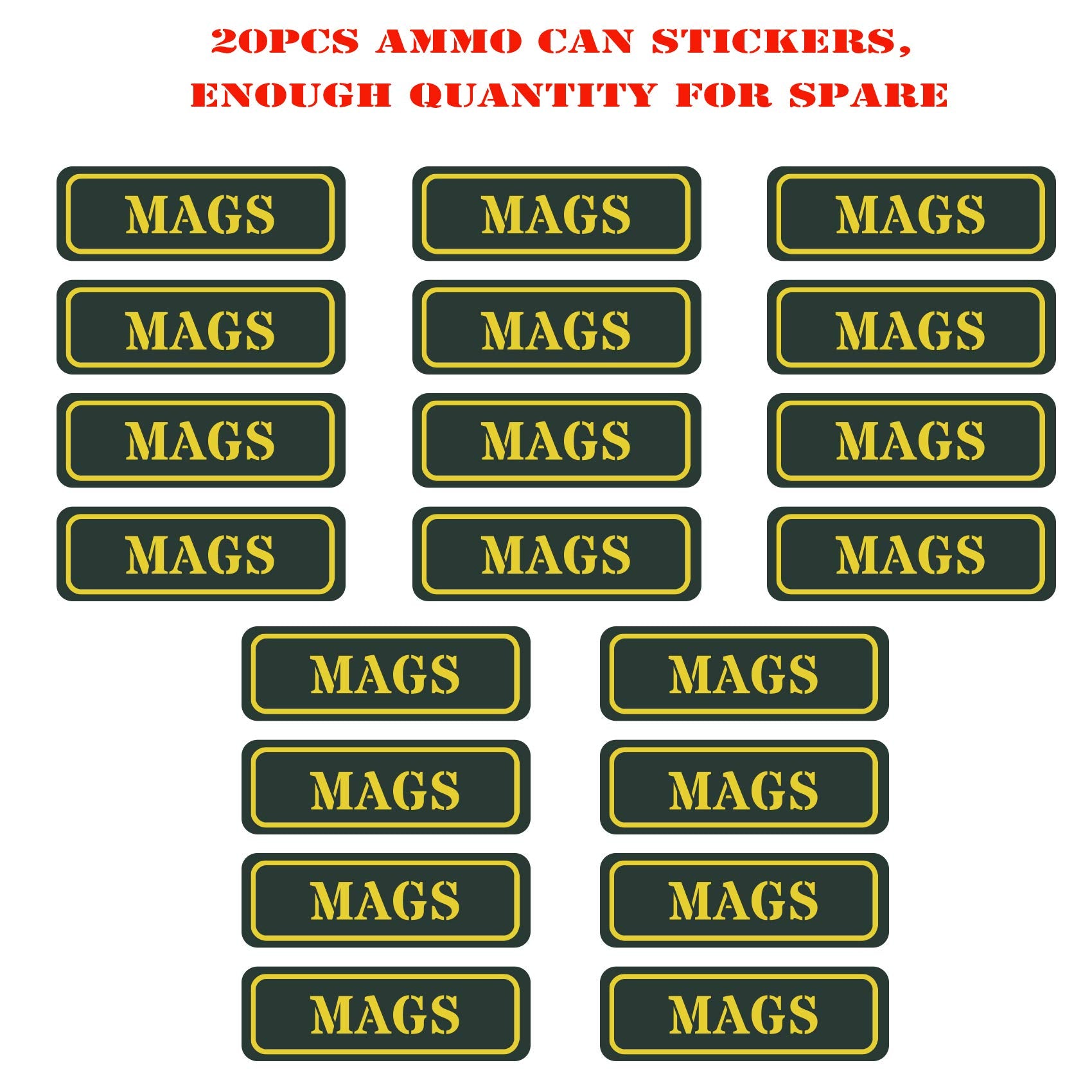 Aolamegs Ammo Can Vinyl Sticker Set Decal Label .Mags (20 Pack/.Mags)