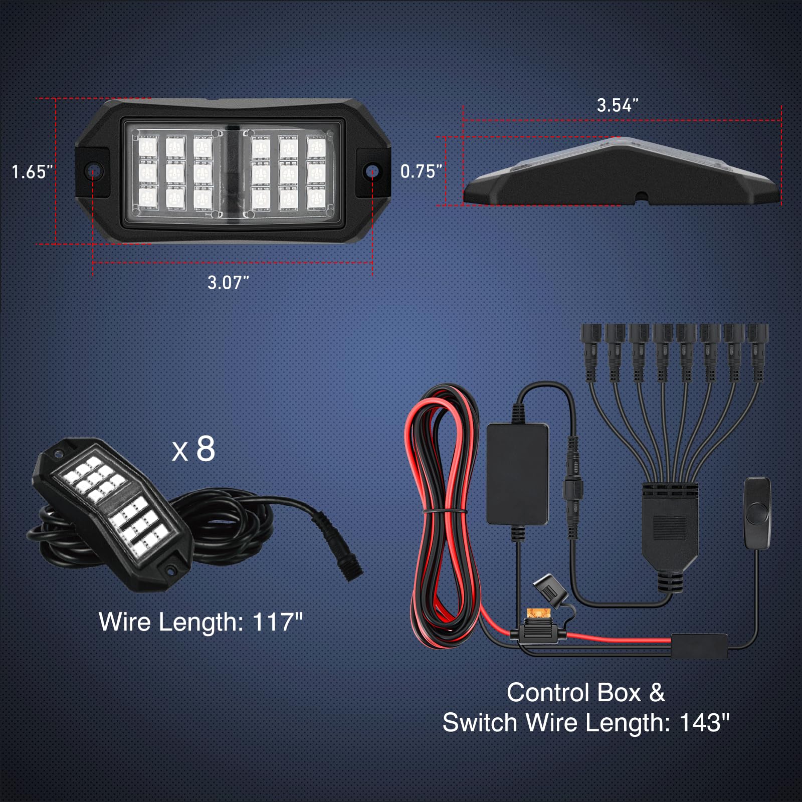 Nilight Rgb Led Rock Lights Kit 8 Pcs 18Led Wide Angle Wheel Well Light With Remote & Bluetooth App Dual Control Multi Modes Und