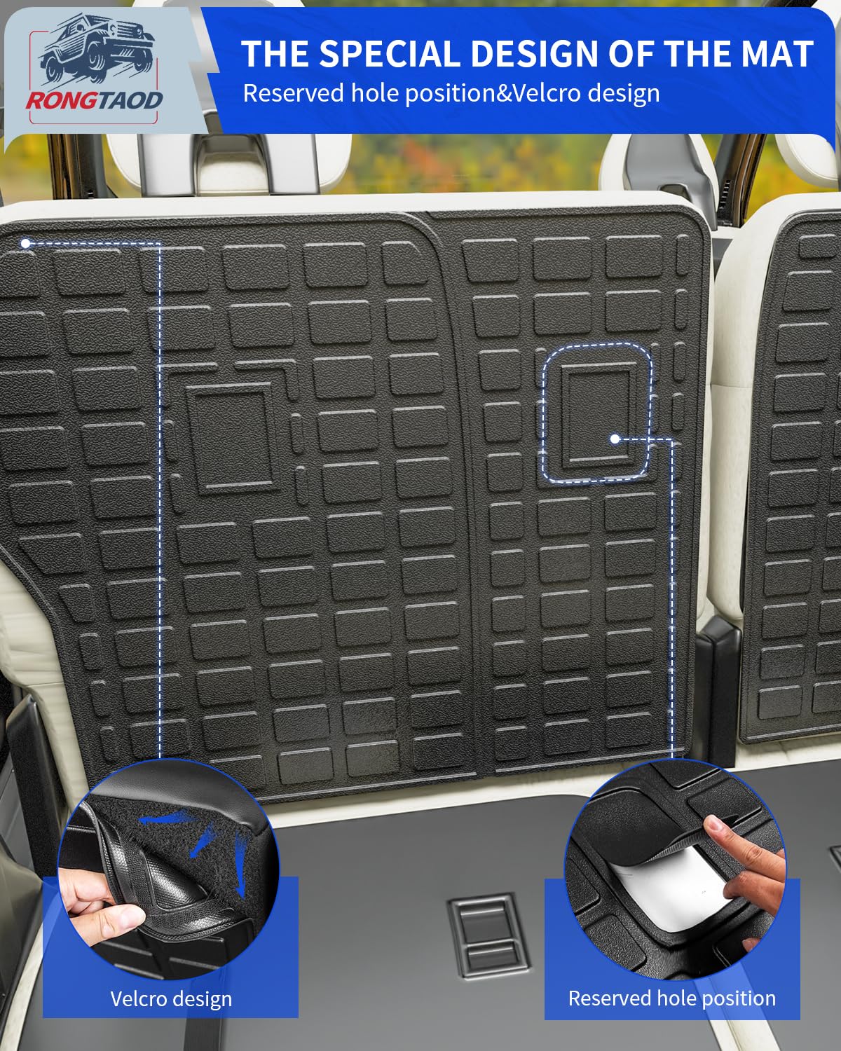 Rongtaod Back Seat Protector for 2021-2025 Kia Sorento, TPE All Weather Kick Mat & Trunk Mat, 2nd Row Backrest Cover