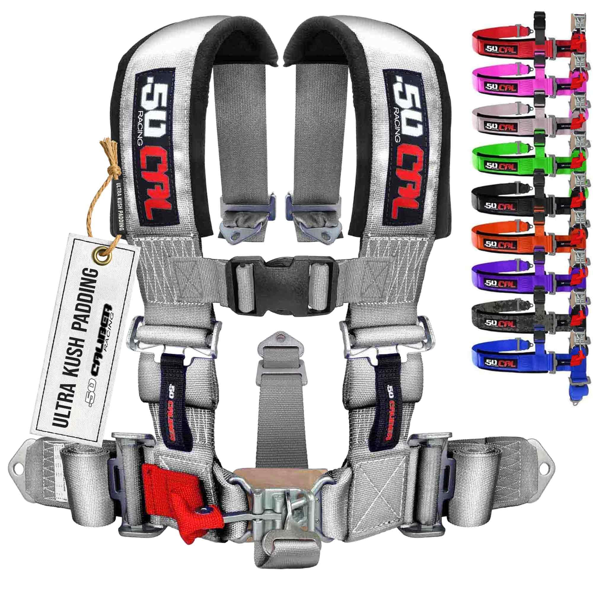 1pc Silver 5 Point Harness for Bucket Seat, Latch Release, 9 Color Options, Racing Harness 5 point, Race Car, UTV, RZR [6009A4]