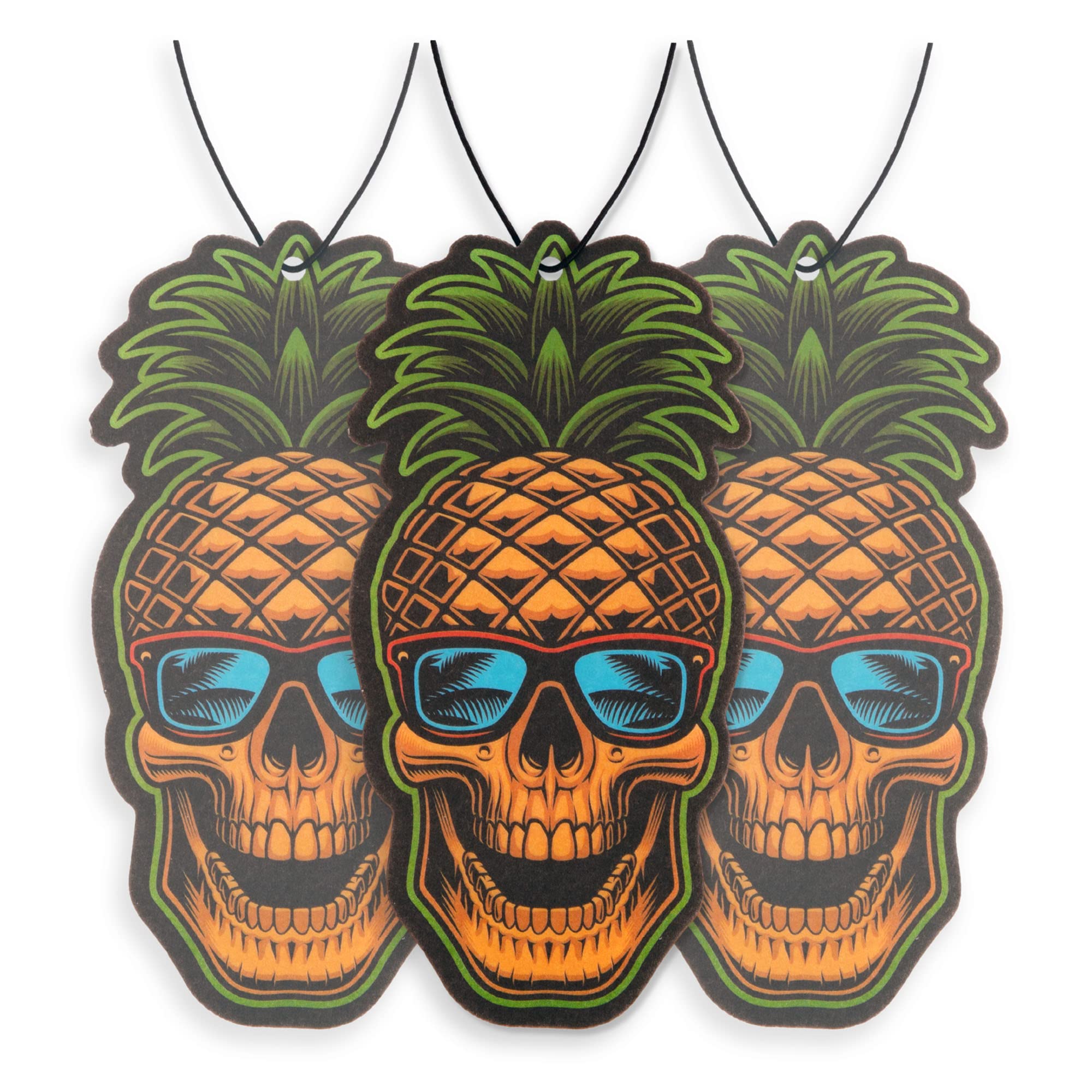 Pineapple Skull Car Air Freshener 3 Pack Scented With Essential Oils (3 Pack)