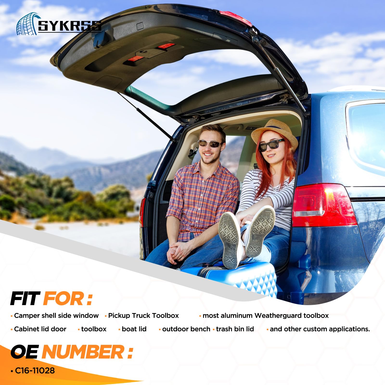 SYKRSS C16-11028 12 '' Gas Strut 12inch 40Lbs/178N Struts Shock Lift Support Gas Spring for Camper Shell Side Window,Pickup Topp