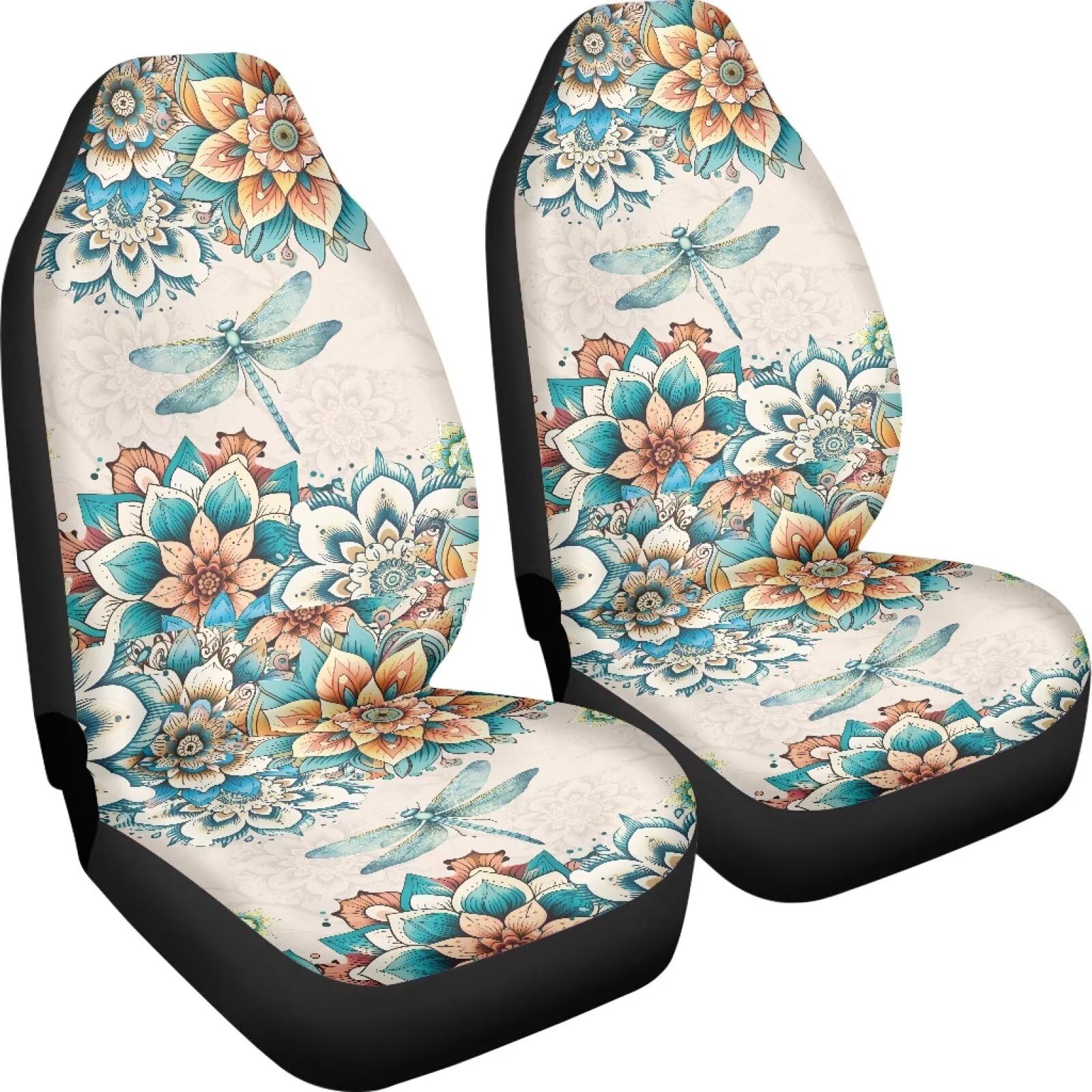 Fuibeng Bohemian Dragonfly Automotive Seat Covers For Cars Truck And Suv,Boho Car Seat Covers For Front Seats,Driver Seats Prote