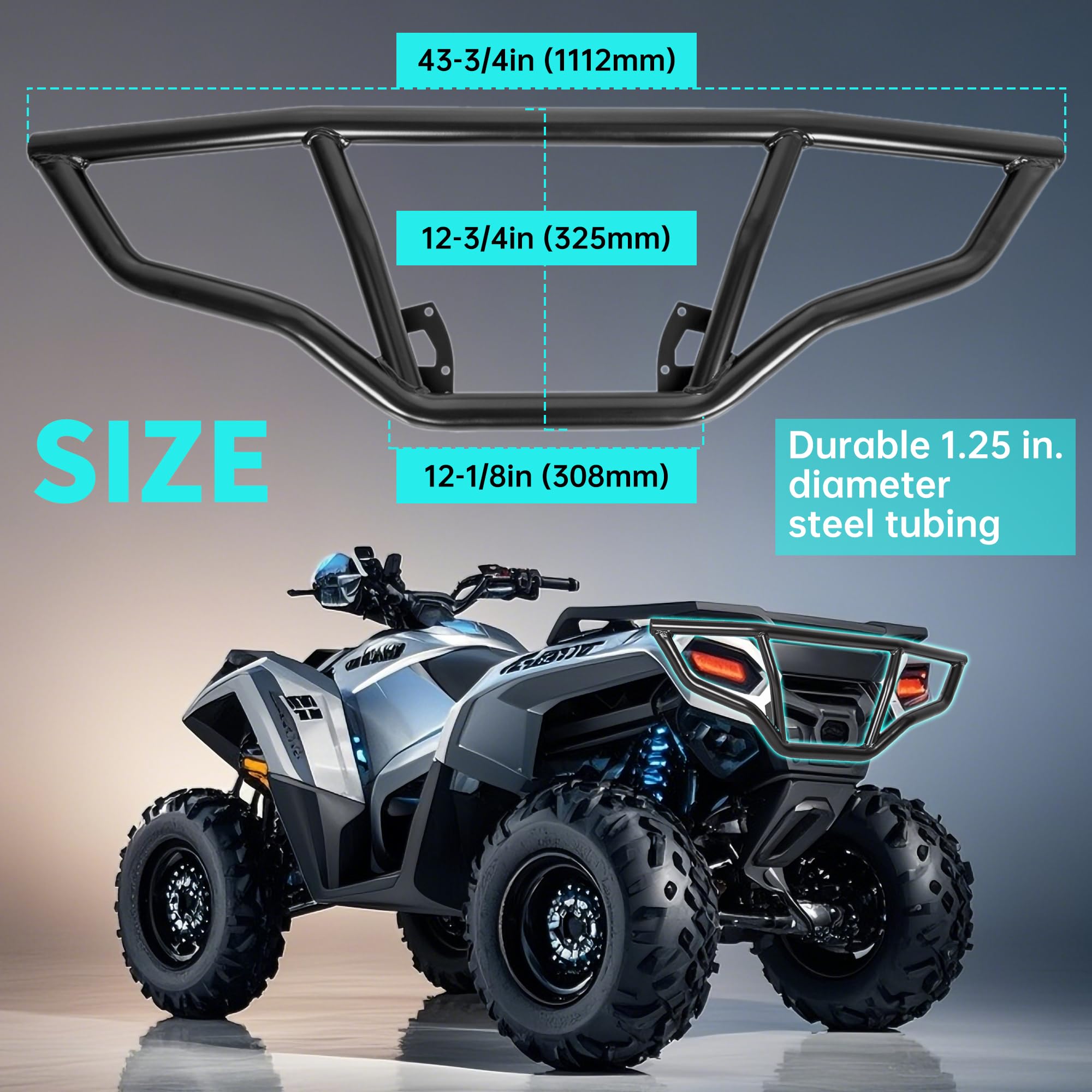 Ecotric Brush Guard Bumper Compatible With 2014-2023 Polaris Sportsman 450 570 Replacement For 2879715 Black Steel Bumper Protec