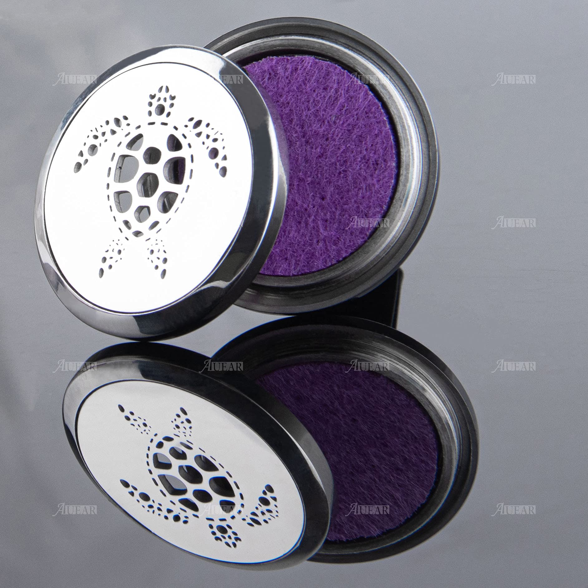 Auear, Turtle Car Diffuser Essential Oil Stainless Steel Diffuser Lockets Aromatherapy Air Freshener Car Vent Clip With 10 Felt Refill Pads