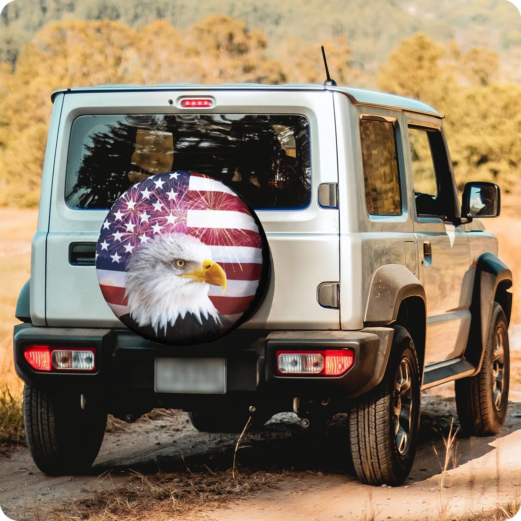 American Flag Spare Tire Cover For Rv Trailer Eagle Camper Wheel Accessories For Travel Trailers Waterproof Uv Sun Protectors Fits Truck Suv Camping Tire Wheel Covers Diameters 17 Inches
