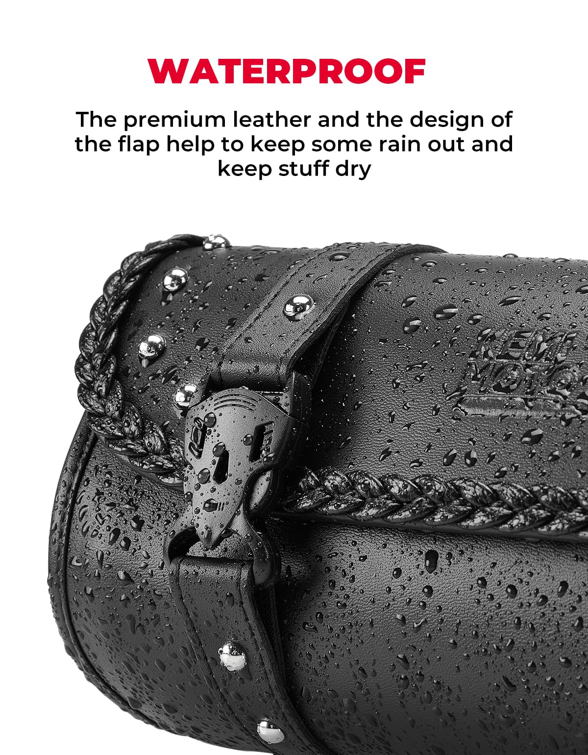 Kemimoto Motorcycle Tool Bag, Motorcycle Fork Bag Pu Leather Universal Saddlebag For Motorcycle Front Fork Handlebar Sissybar Storage Pouch Motorcycle Roll Bag