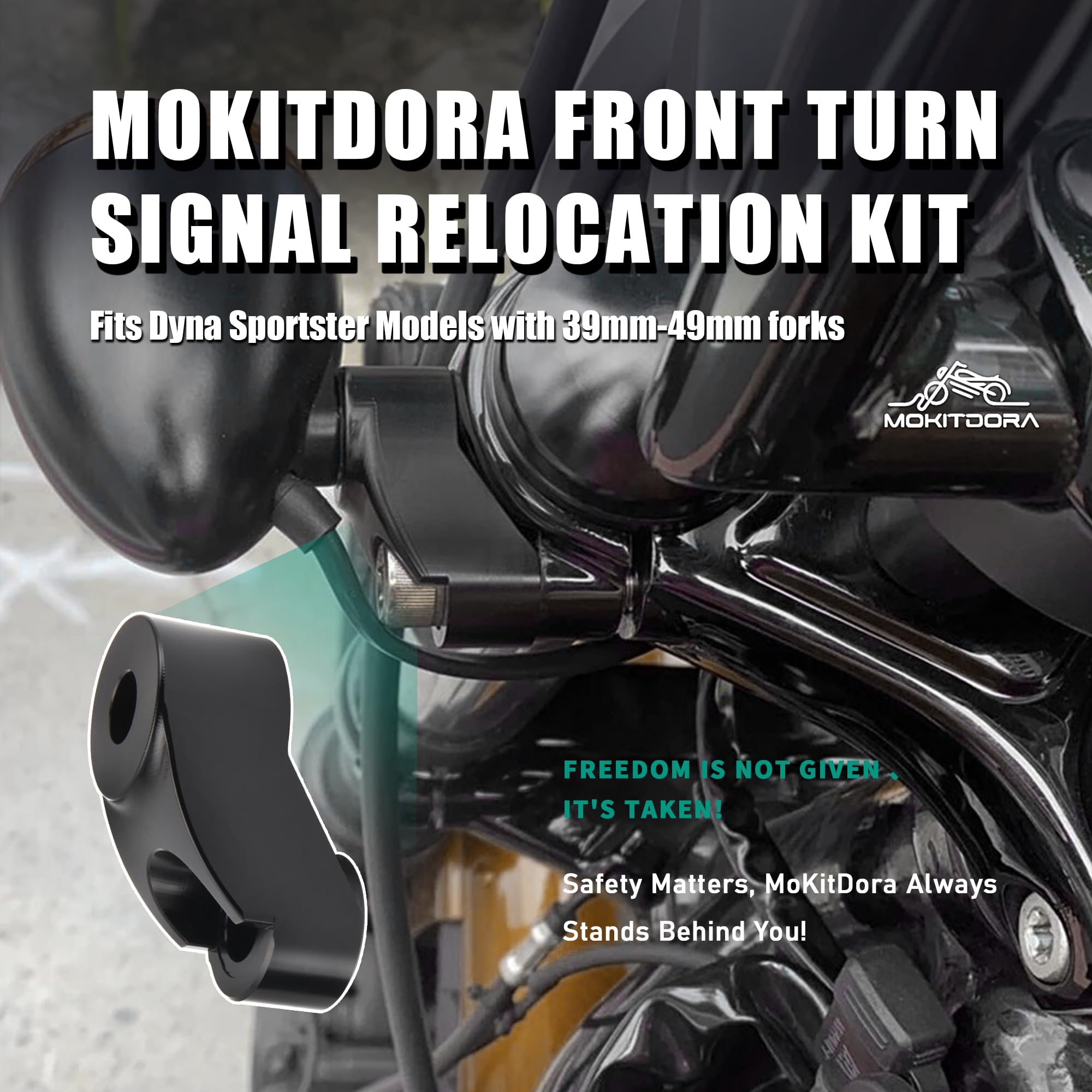 Mokitdora Dyna Sportster Front Turn Signal Relocation Kit 39Mm-49Mm Tubes Compatible With Harley Sportster Xl883 1200 Dyna Glide