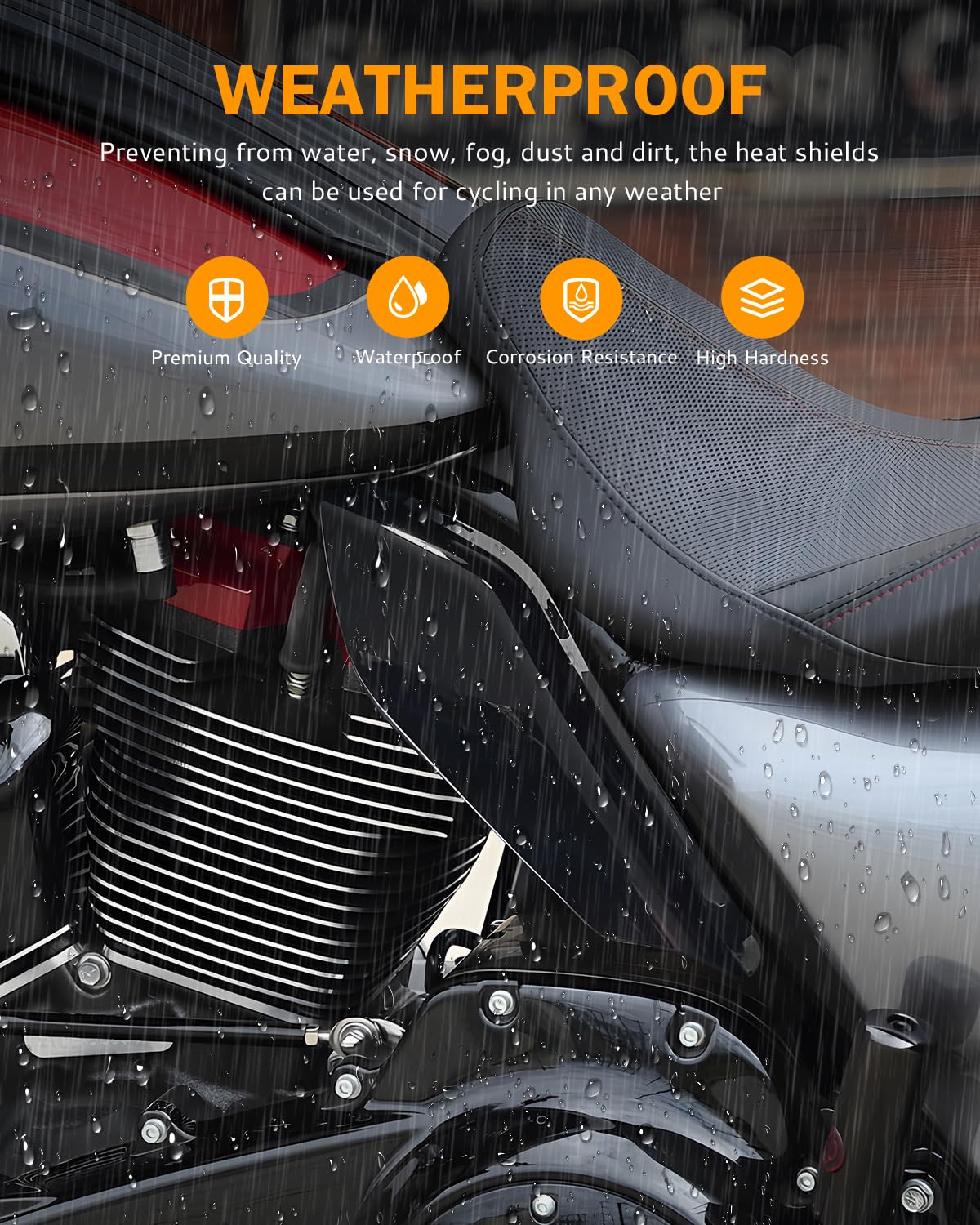 PBYMT Gloss Vivid Black Mid Frame Air Heat Deflectors Compatible for Harley Touring Street Glide Electra Glide Road King 2009-La