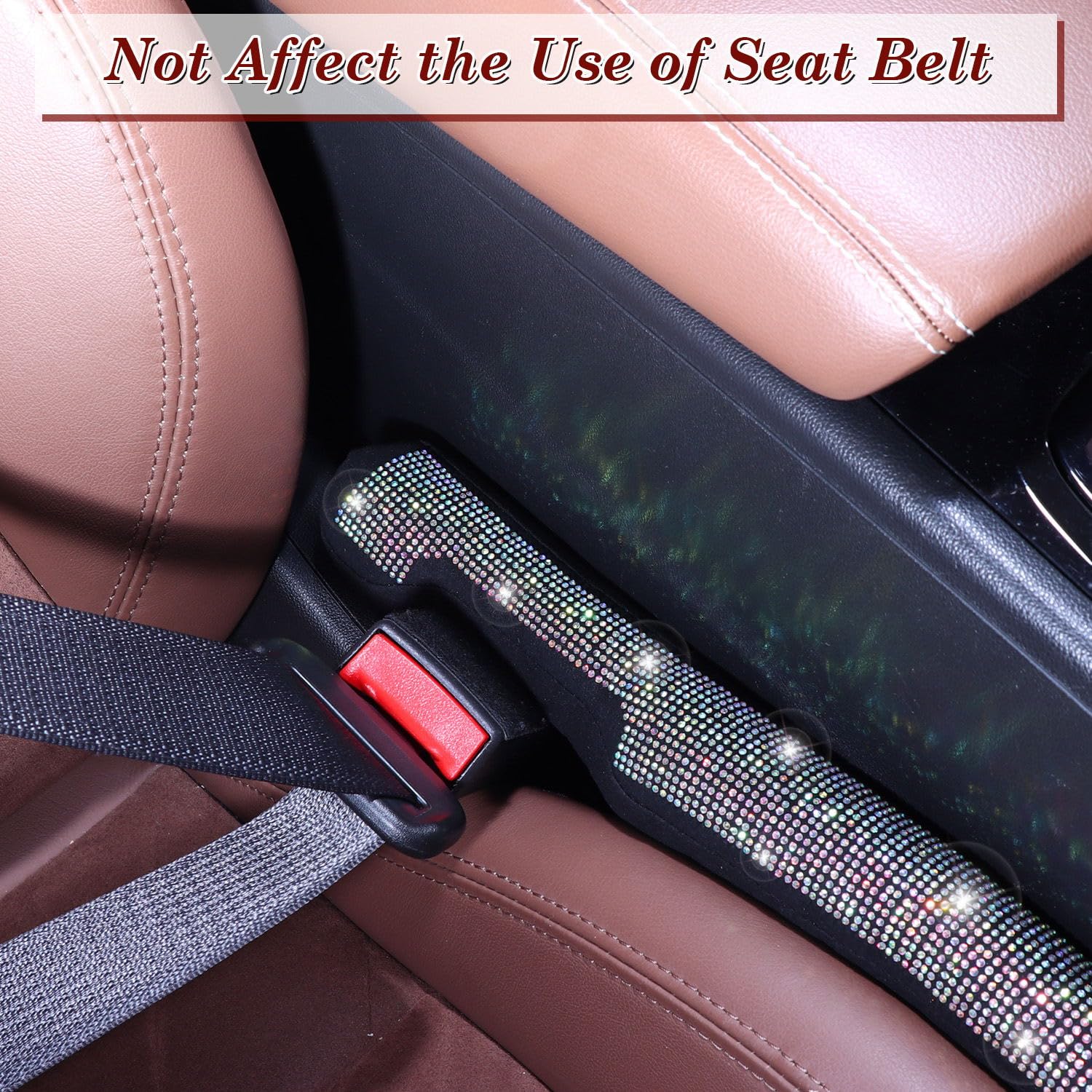 Tobequeen Bling Car Seat Gap Filler, Handmade Crystal Diamond Rhinestone Colorful Bling Car Accessories For Women, Universal Fit