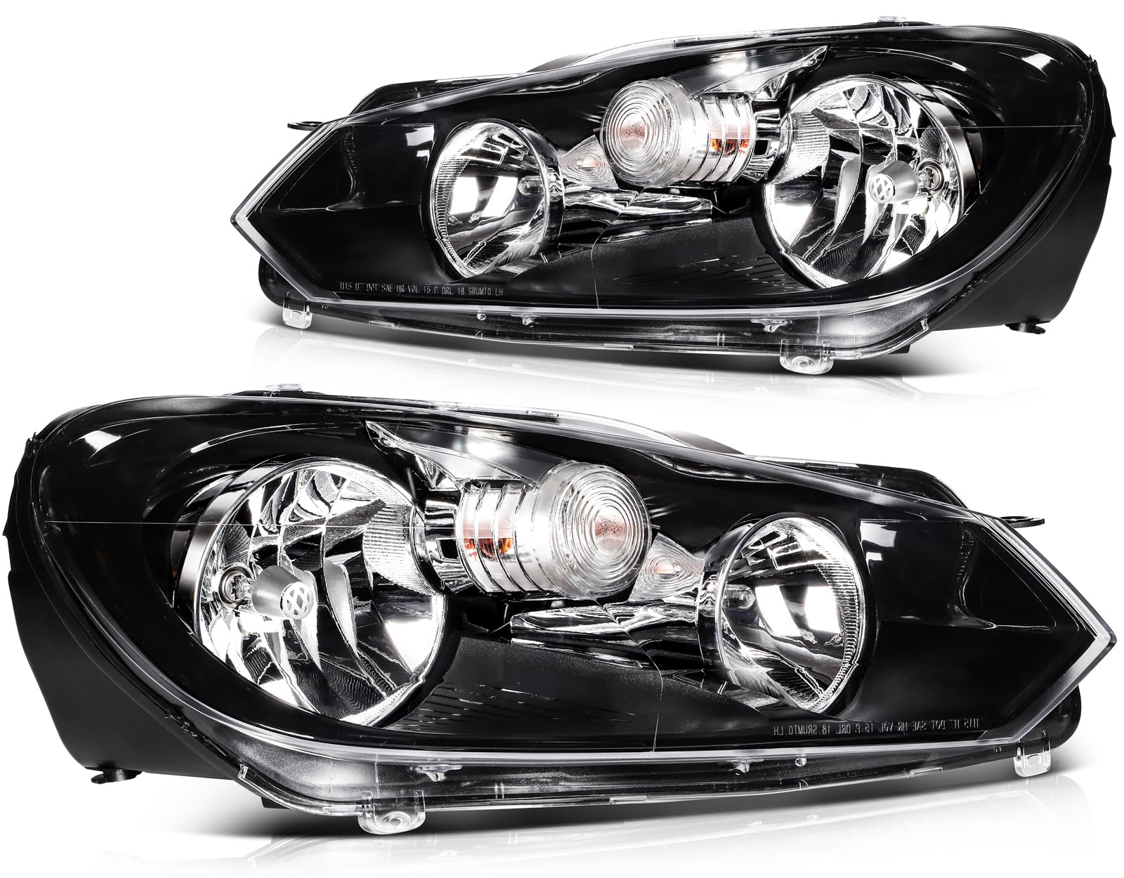 LBRST Headlight Assembly Fit For Volkswagen For Golf 2010-2014 For GTI 2010-2014 For Jetta 10-14 Black Housing Crystal Clear Len