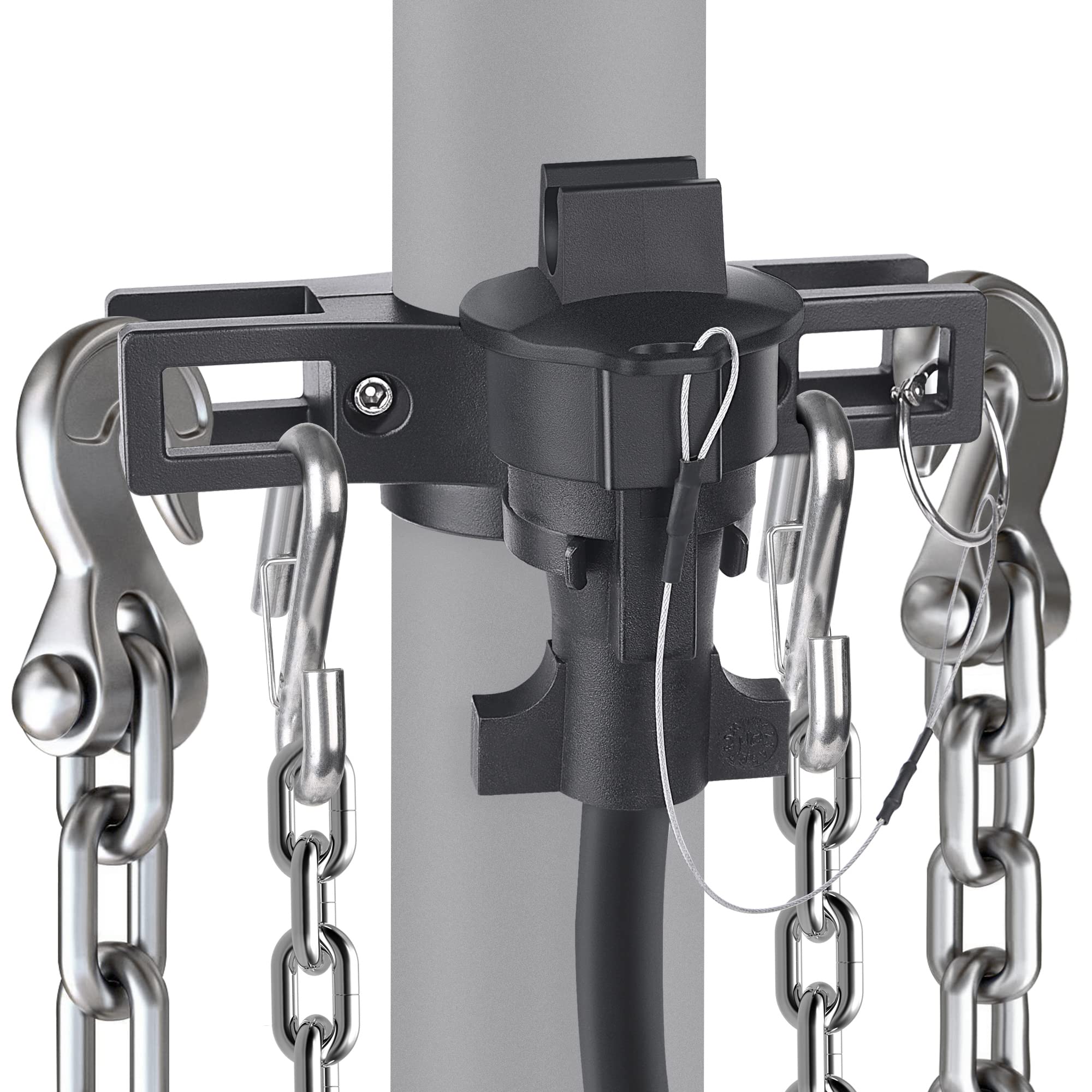 Mictuning Heavy Duty Trailer Towing Organizer Powder Coating, Aluminum Chain Holder, 7 Way Plug Cover, A Lanyard With Aluminum F