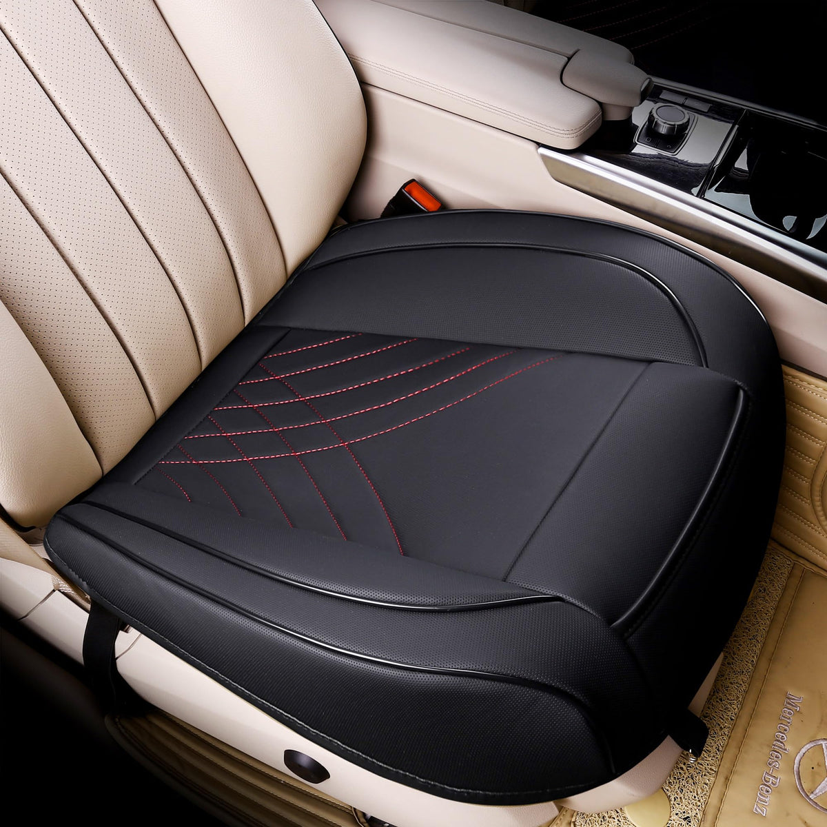 Kingphenix Car Seat Cover: Easy To Install, Fits Most Cars, Vans, Trucks, And Suvs - Black & Red Line