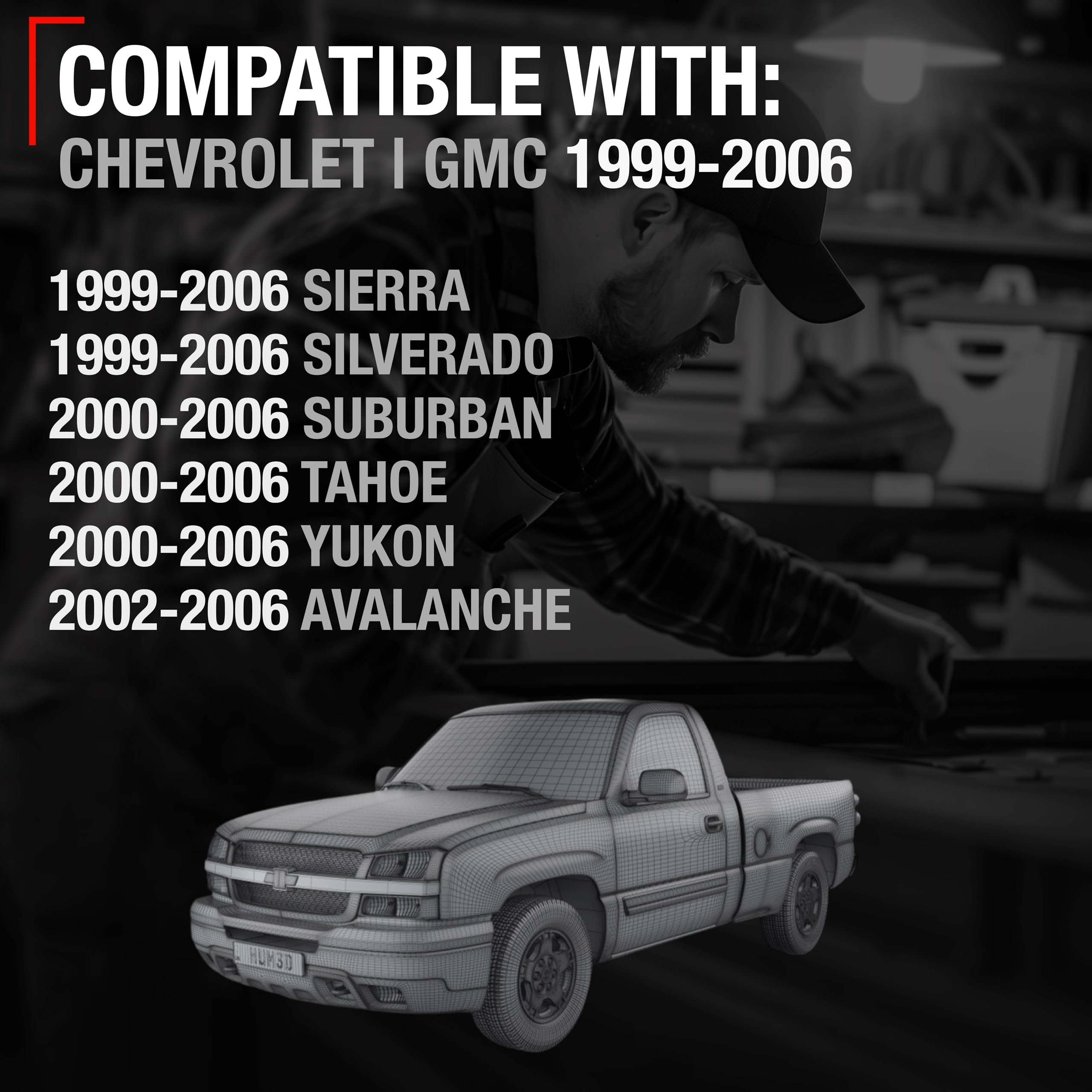 Exterior Front Driver Door Handle - Compatible With 1999-2006 Chevrolet Silverado, 02-06 Avalanche, Suburban, Tahoe; 1999-2006 G