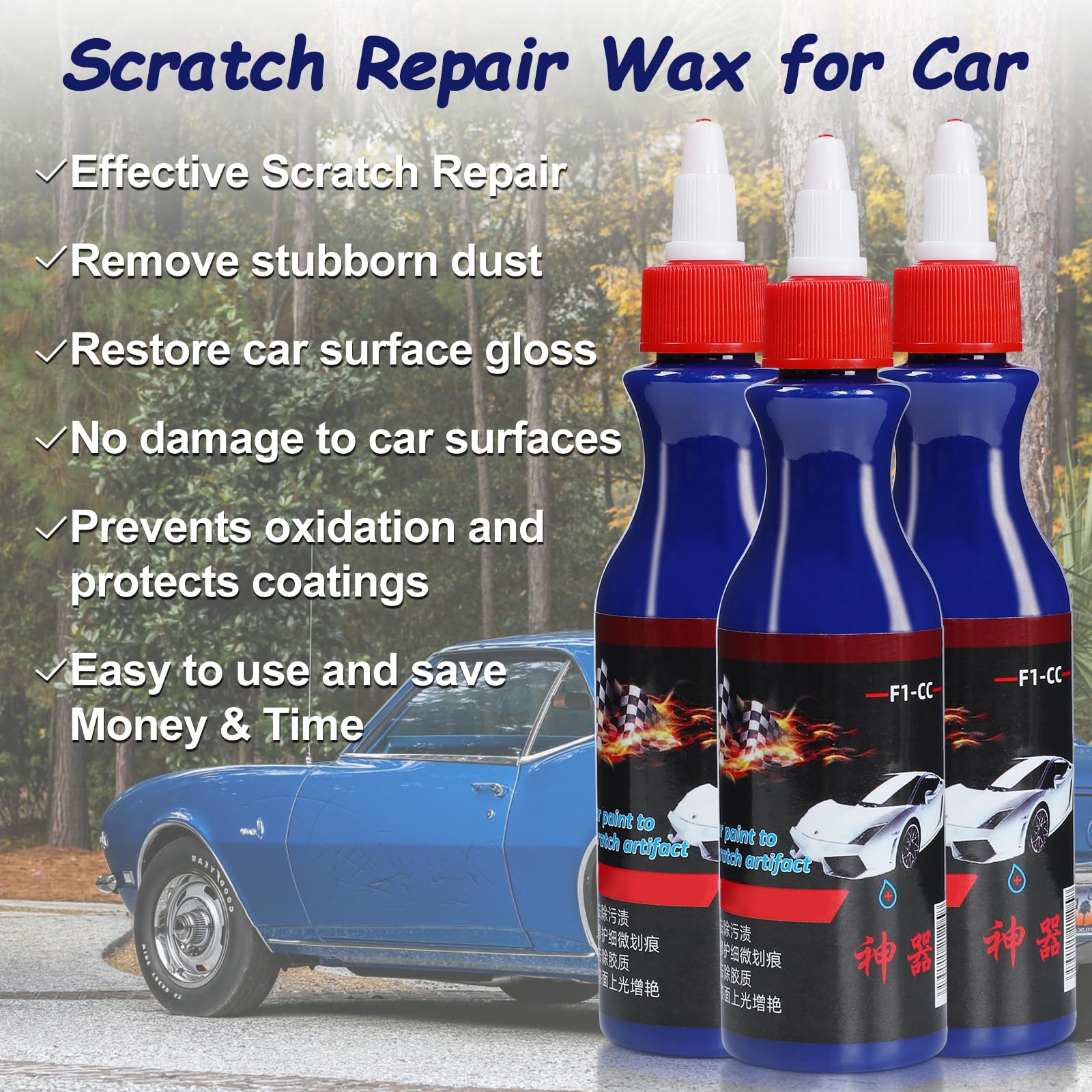 3 Pcs Warmwind Ultimate Paint Restorer, Car Paint To Scratch Artifact, Ultimate Carscratch Remover, F1-Cc Scratch Repair Wax For