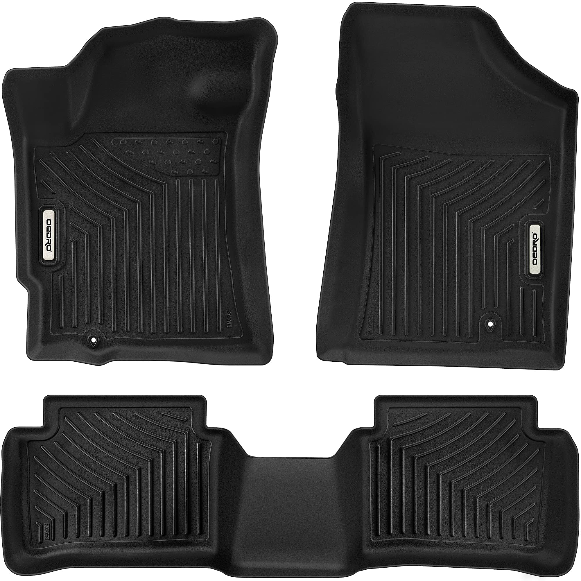 Oedro Floor Mats Fit For 2007-2012 Nissan Altima Sedan, Custom Fit Black Tpe All-Weather Guard Floor Mats 2 Row Floor Liner Set