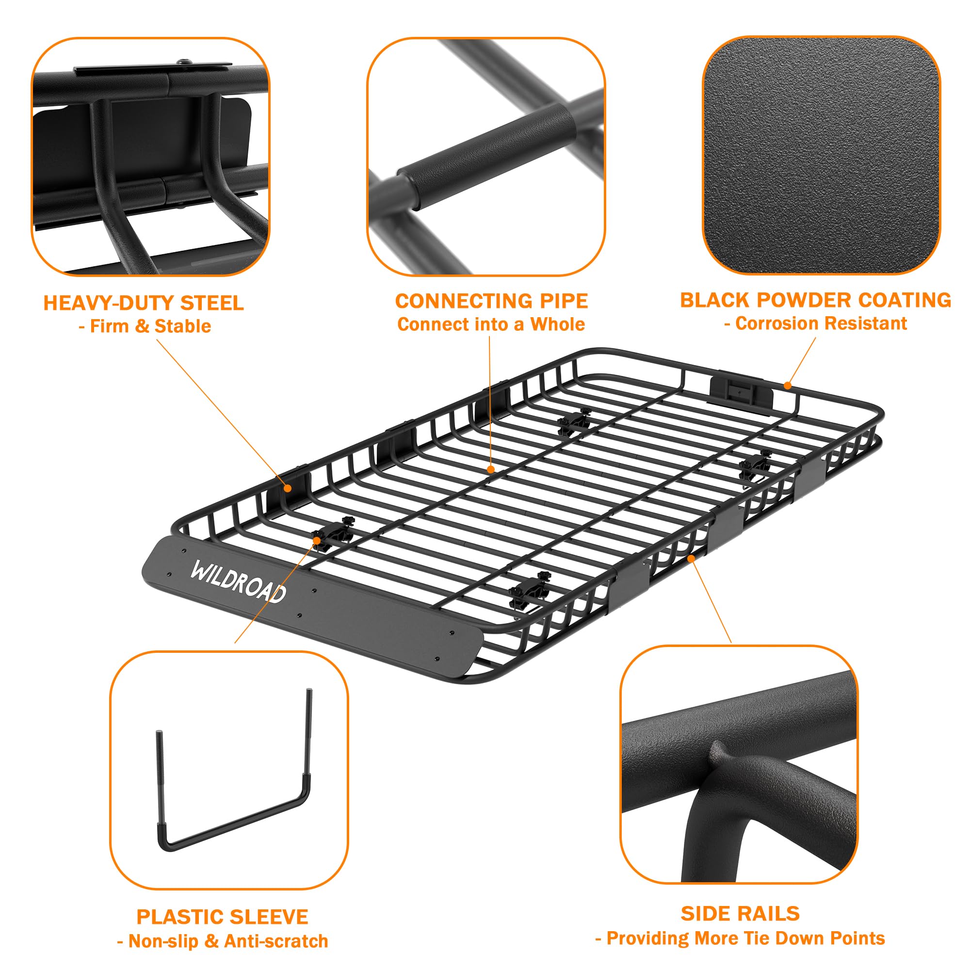 Wildroad Car Roof Cargo Carrier Combo Of Upgraded 84''X 39''X 4'' Roof Rack Cargo Basket With 21 Cubic Ft Cargo Carrier Bag, Sup