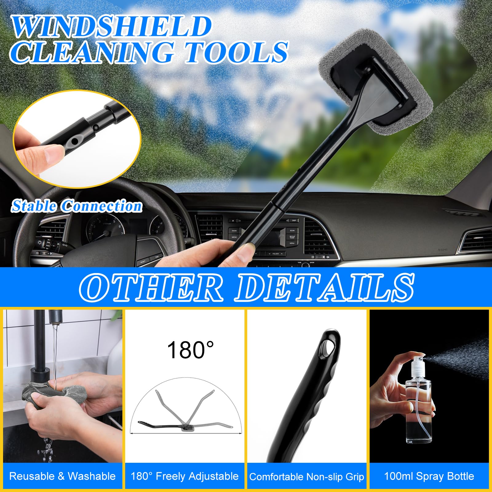 Autodeco 38Pcs Car Wash Detailing Kit Cleaning Kits With Foam Gun Sprayer Collapsible Bucket Drill Brush Large Wash Mitt Towels