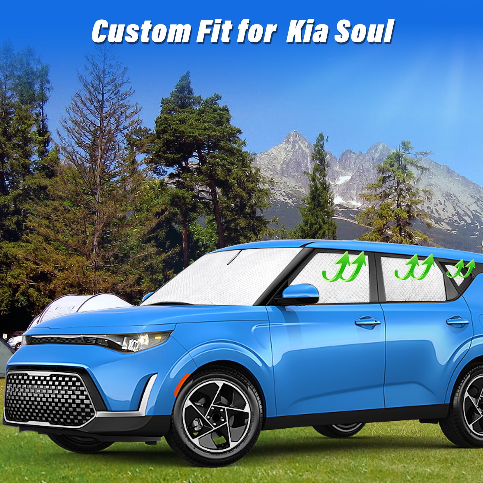 Kmf Windshield Sun Shade Replacement For Kia Soul Accessories 2020-2024,Side Rear Window Sun Shade Cover Sun Visor Shield Cover,