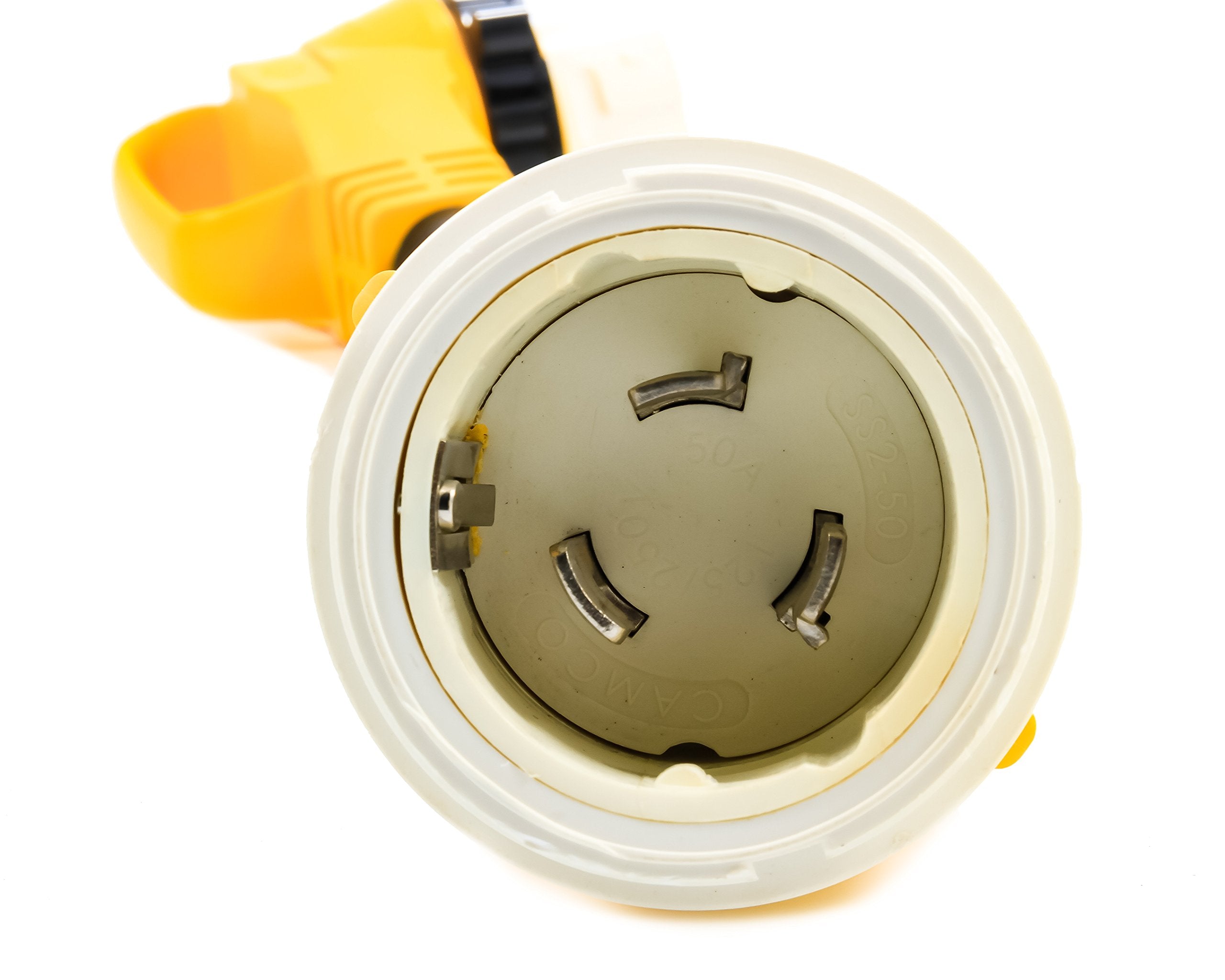 Camco Power Grip 18' Dogbone Extension Cord Adapter With 50-Amp Power Locking Male And 50-Amp 90-Degree Locking Female Ends For Electrical Connection