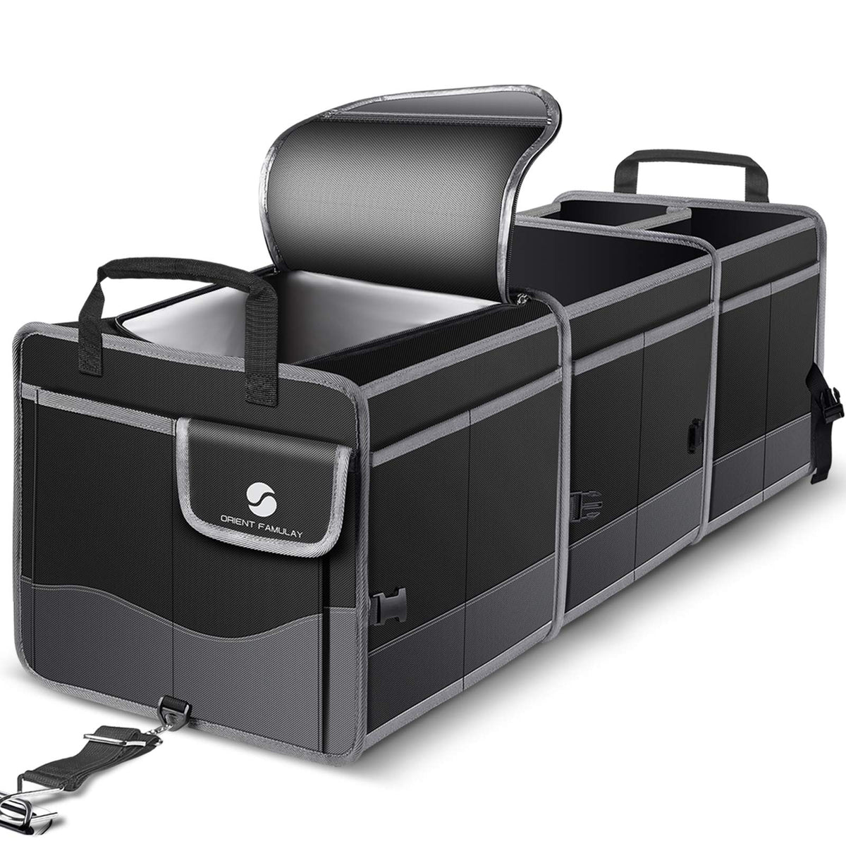 Trunk Organizer With Cooler, Collapsible Trunk Storage Container With Non Slip Bottom Strips, Large Multi-Compartment Waterproof