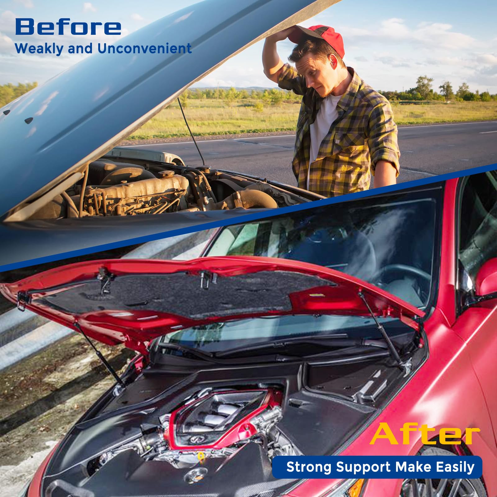 Arana Front Hood Struts For Infiniti G37/G37 X 2007-2013, 14752 Shocks Lift Support Fit 2014-2016 Infiniti Q60, 2 Pcs