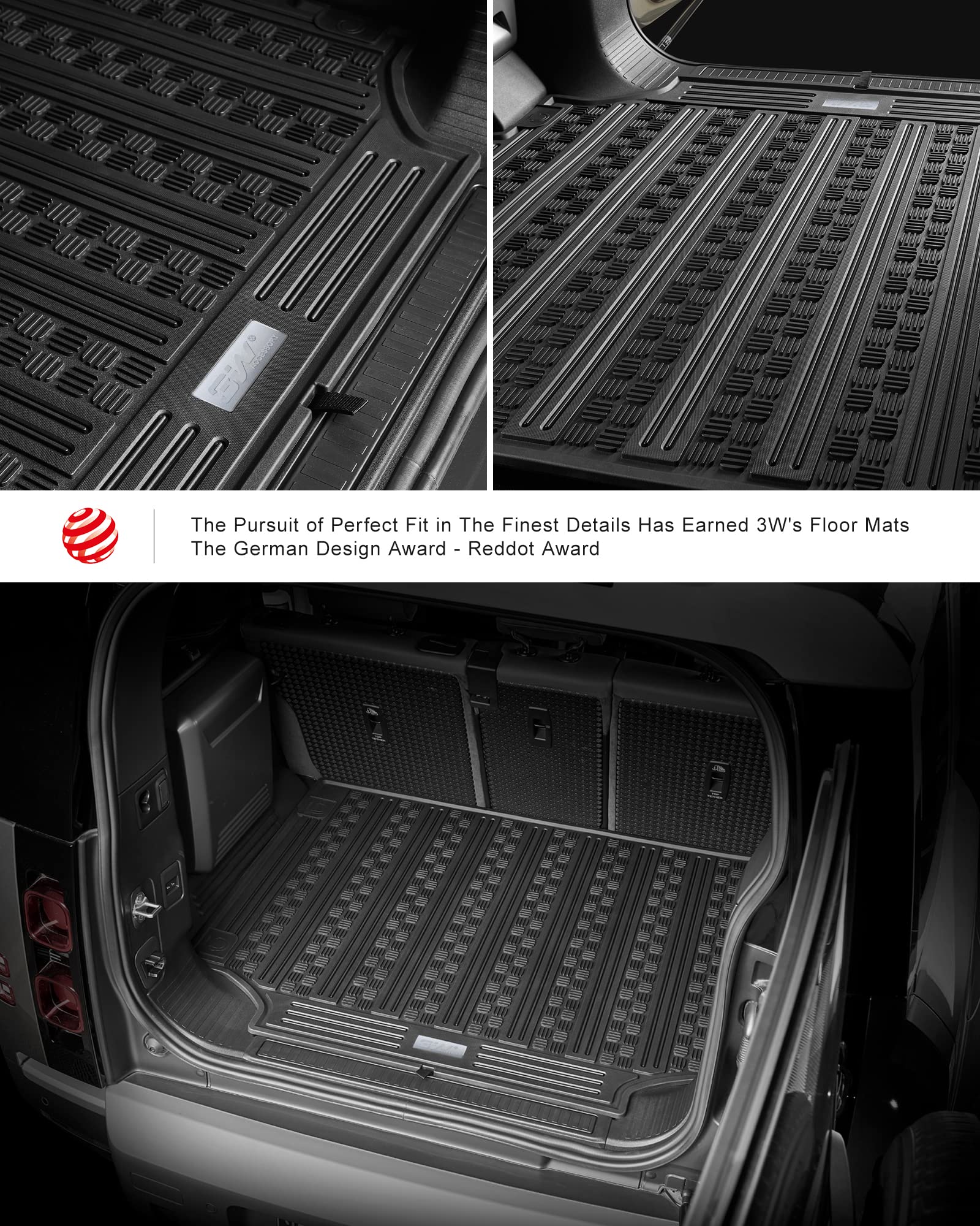 3W Cargo Liner Fit 2020-2025 Land Rover/Range Rover Defender (Not For Defender 110S/Rubber Flooring),Tpe All Weather Custom Fit