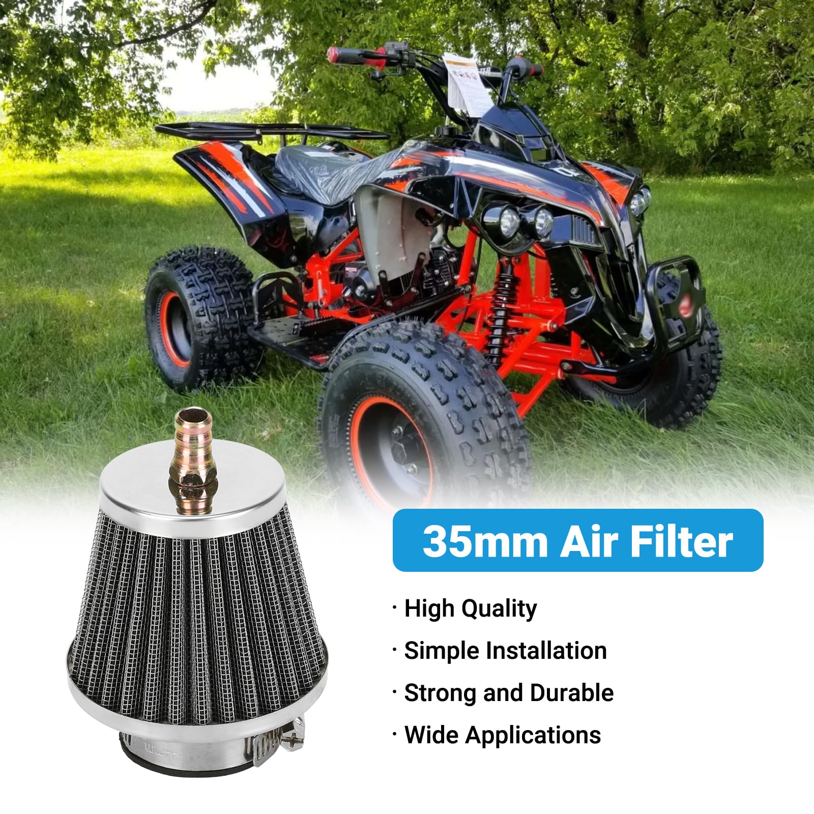 EOPOAYI 35mm (1-3/8'') Air Filter with Nipple Compatible with Taotao Coolster 125cc 110cc 90cc 70cc 50cc ATV Quad 4 Wheeler Baja
