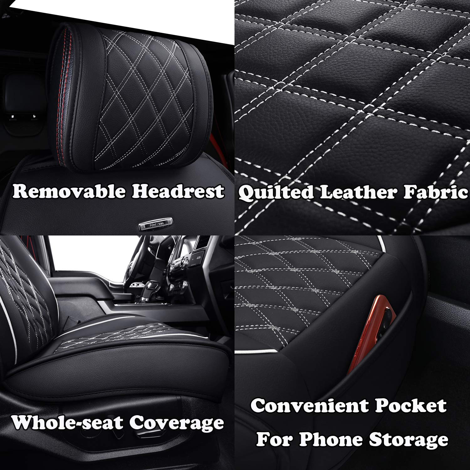 Aierxuan Car Seat Covers Front Set With Waterproof Leather Automotive Vehicle Cushion For Cars Fit For 2009 To 2025 Ford F150 Ca