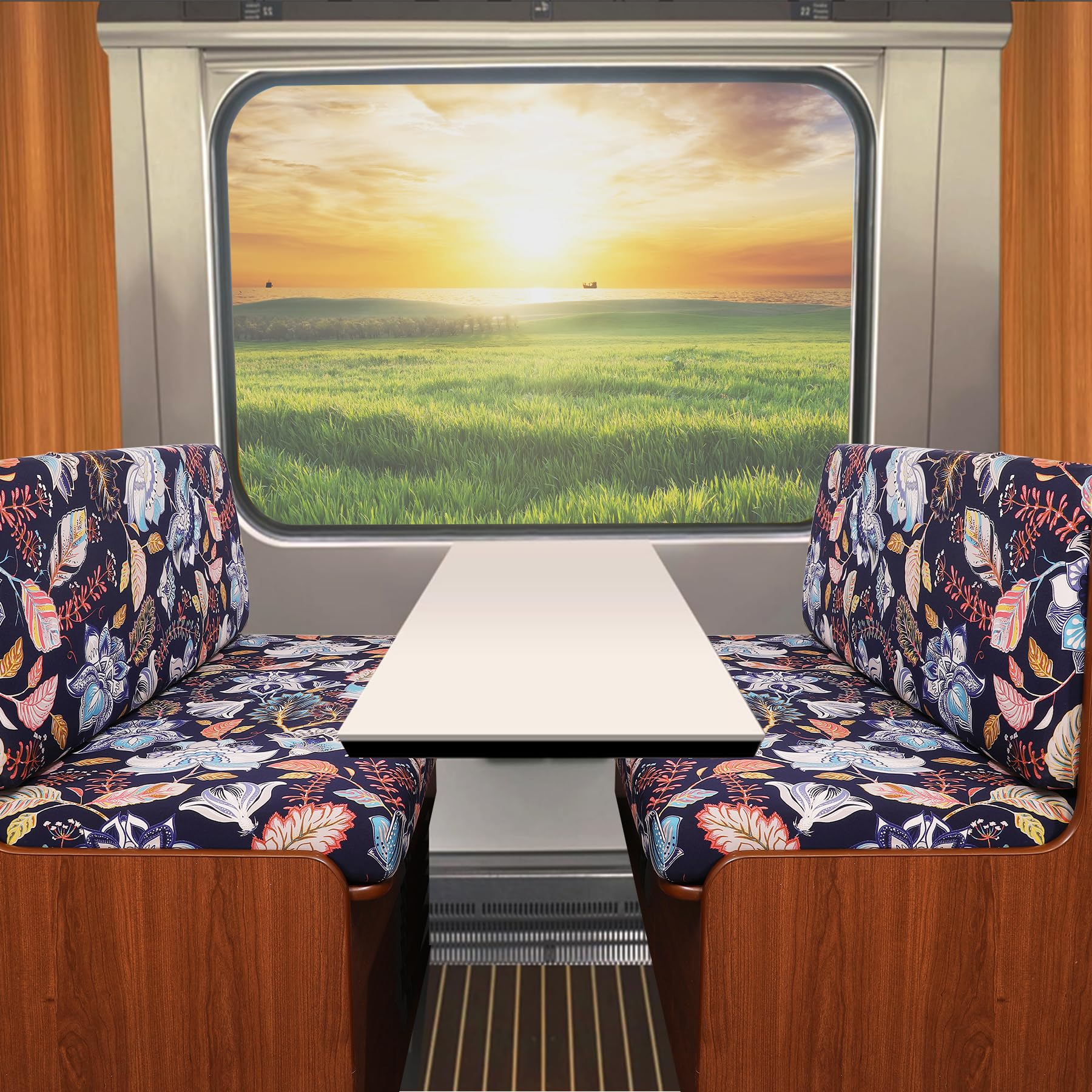 Fuangui Rv Dinette Cushion Covers - Stretch Camper Cushion Booth Seats Replacement - Washable Sofa Furniture Protector (B5, 2 Be