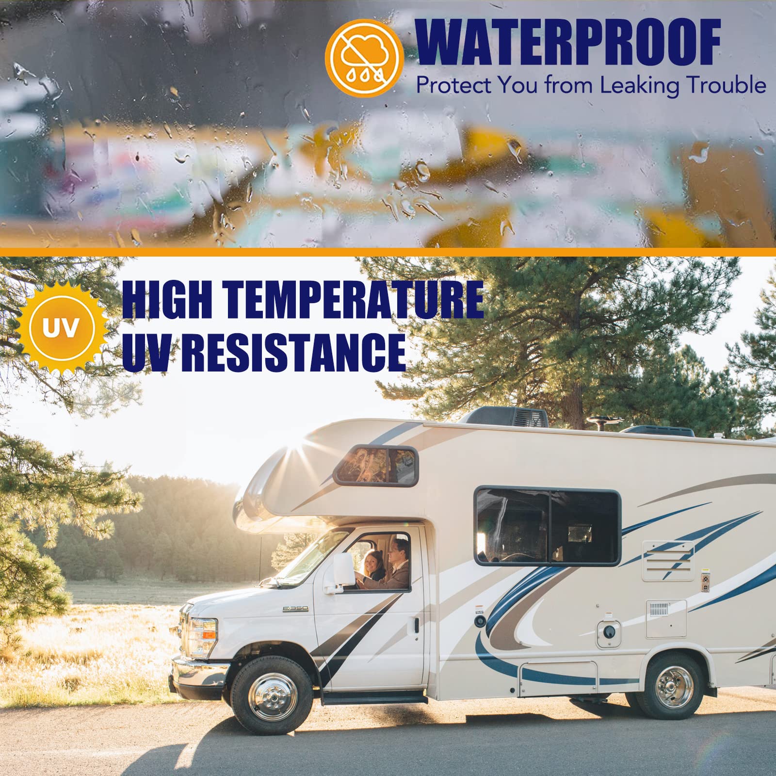 Butyl Sealant Tape, RV Roof Tape Black, 6 Inch x 50 Feet RV Repair Sealant Waterproof Tape, UV & Weatherproof Butyl Roofing Tape