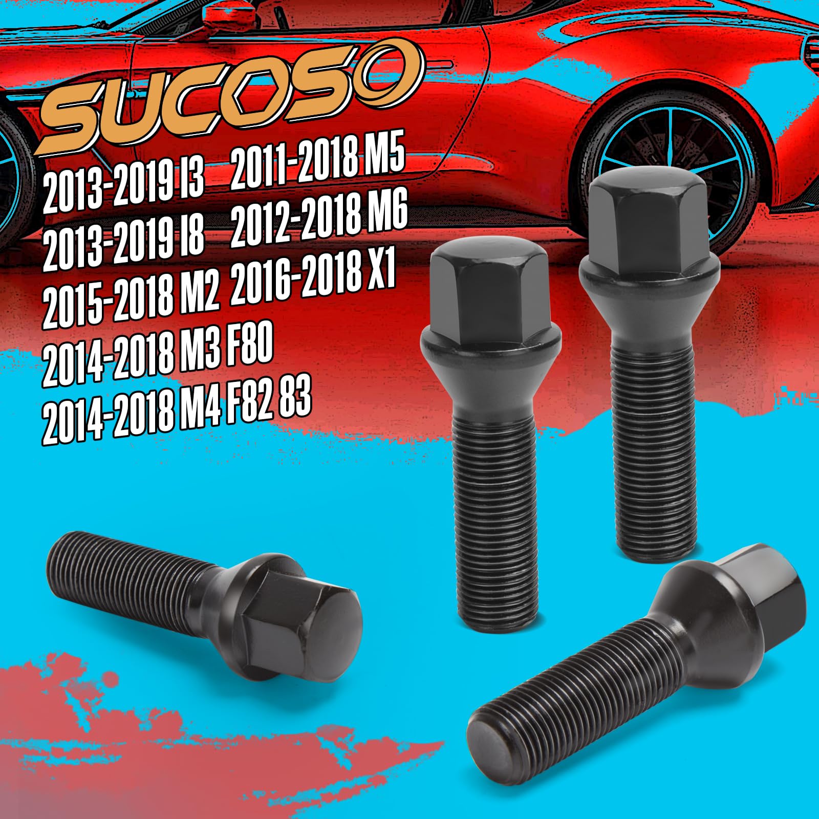 Sucoso 20Pcs M14X1.25 Lug Bolts For 328I I3 335I I8 M2 M3 M4 M5 F80 F10 F30 X2 X4 X6 Mini,45Mm Shank Length Tuner Conical Seat A
