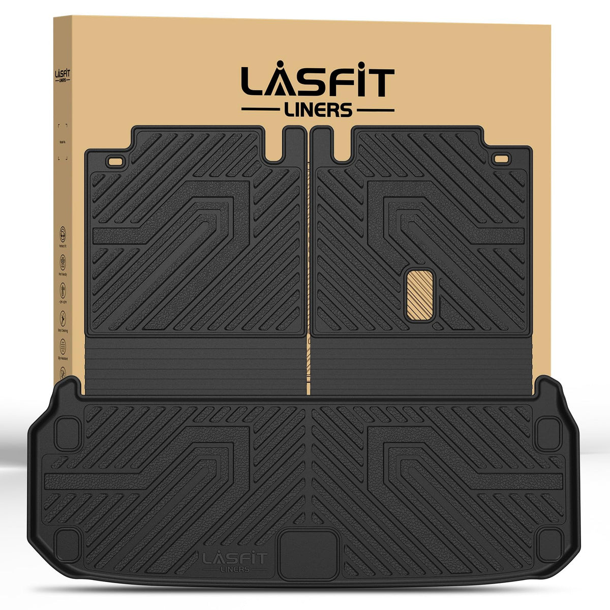 LASFIT Cargo Mat & Backrest Mats for Nissan Pathfinder 2013-2020 / Infiniti QX60 2014-2021 / JX35 2013, All Weather TPE Custom F