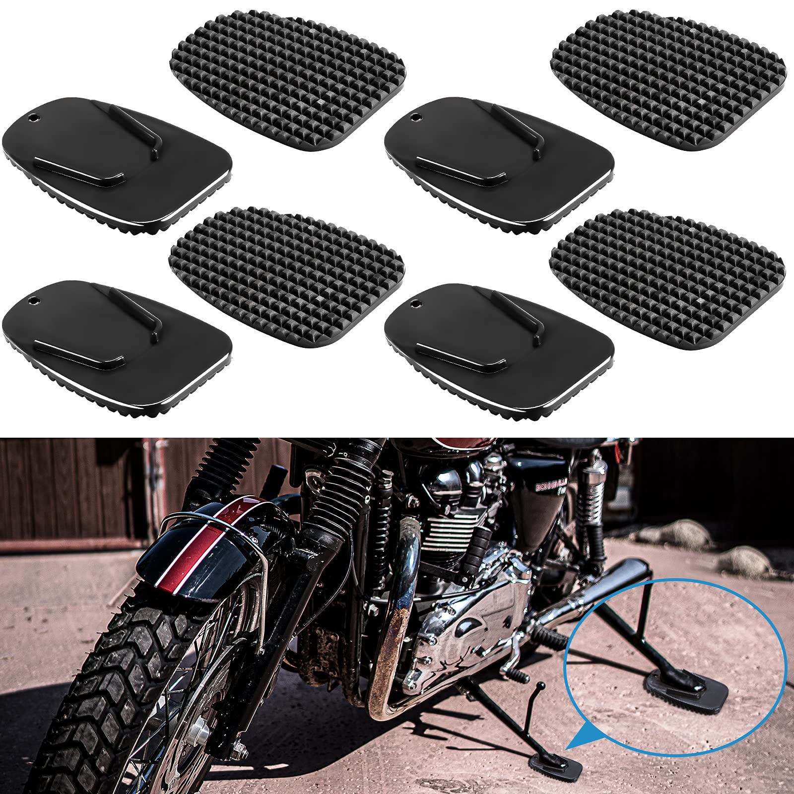 8 Pieces Motorcycle Kickstand Pad Motorcycle Stand Plate Motorcycle Foot Side Stand Support Plate for Christmas Outdoor Grass Sa