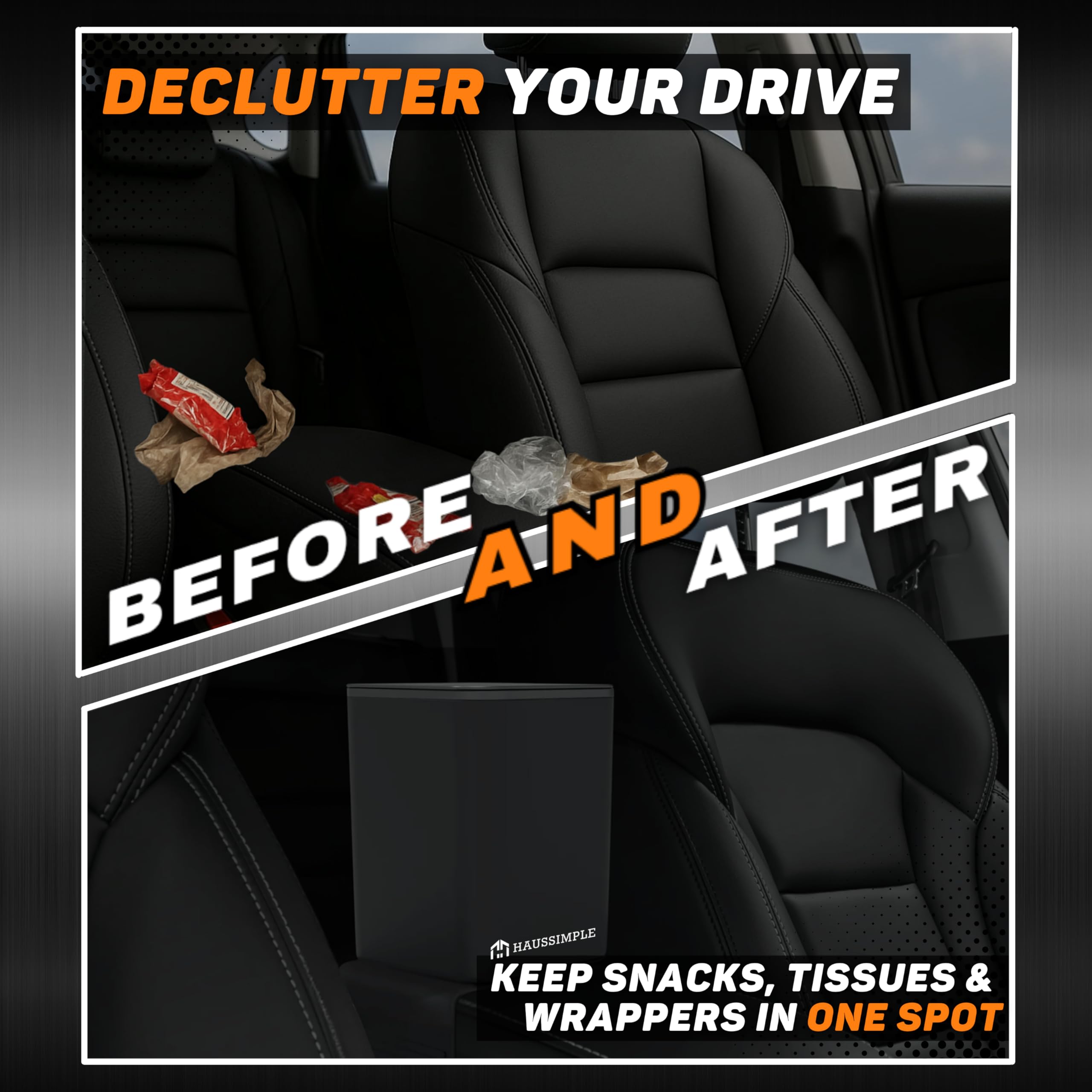 Car Trash Can Leakproof Compact Garbage Bin W/ Stability Flap, Anti-Slip Base, Portable Trash Holder For Cars, Trucks, Suvs, Min