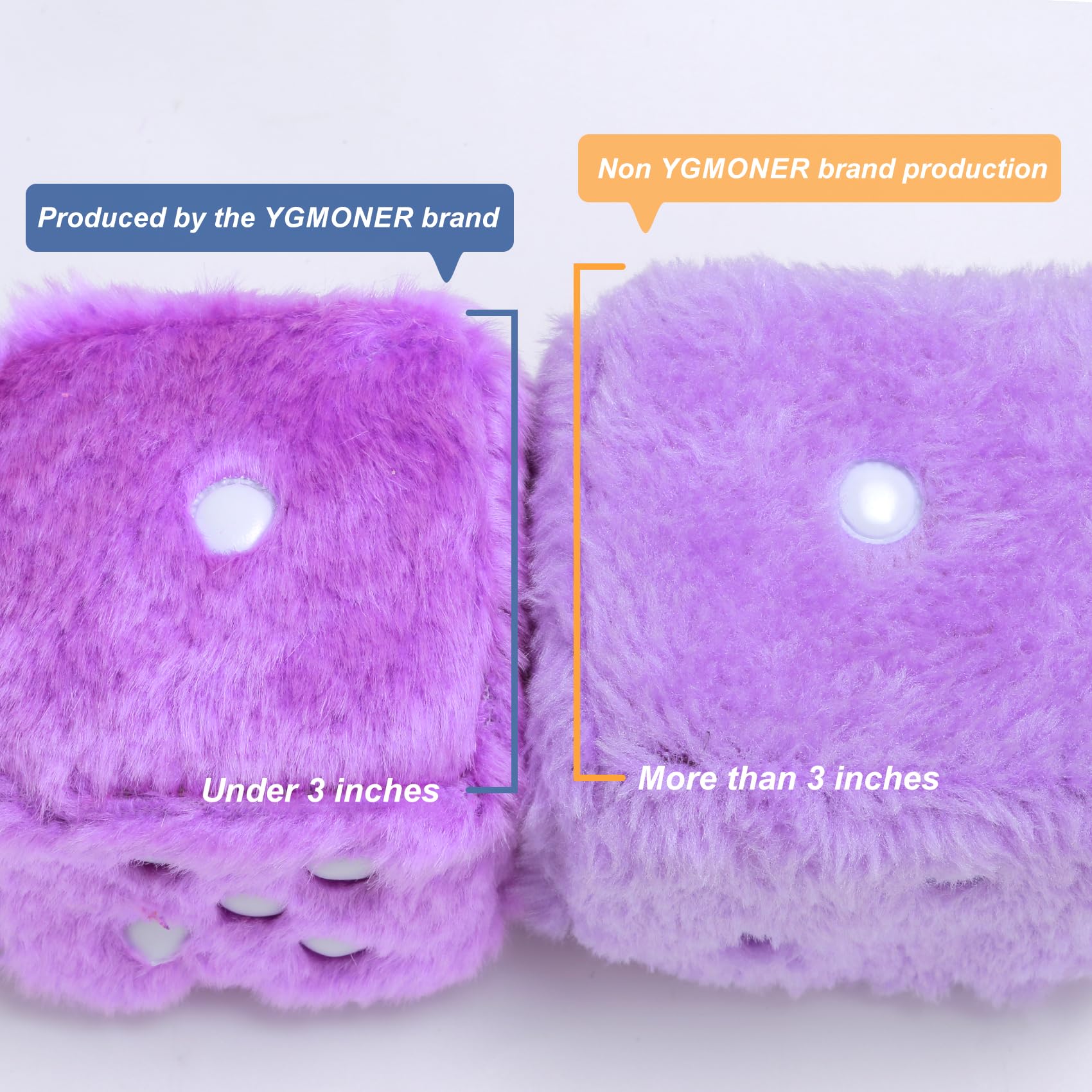 Ygmoner Pair Of Retro Square Mirror Hanging Couple Fuzzy Plush Dice With Dots For Car Decoration (Purple)