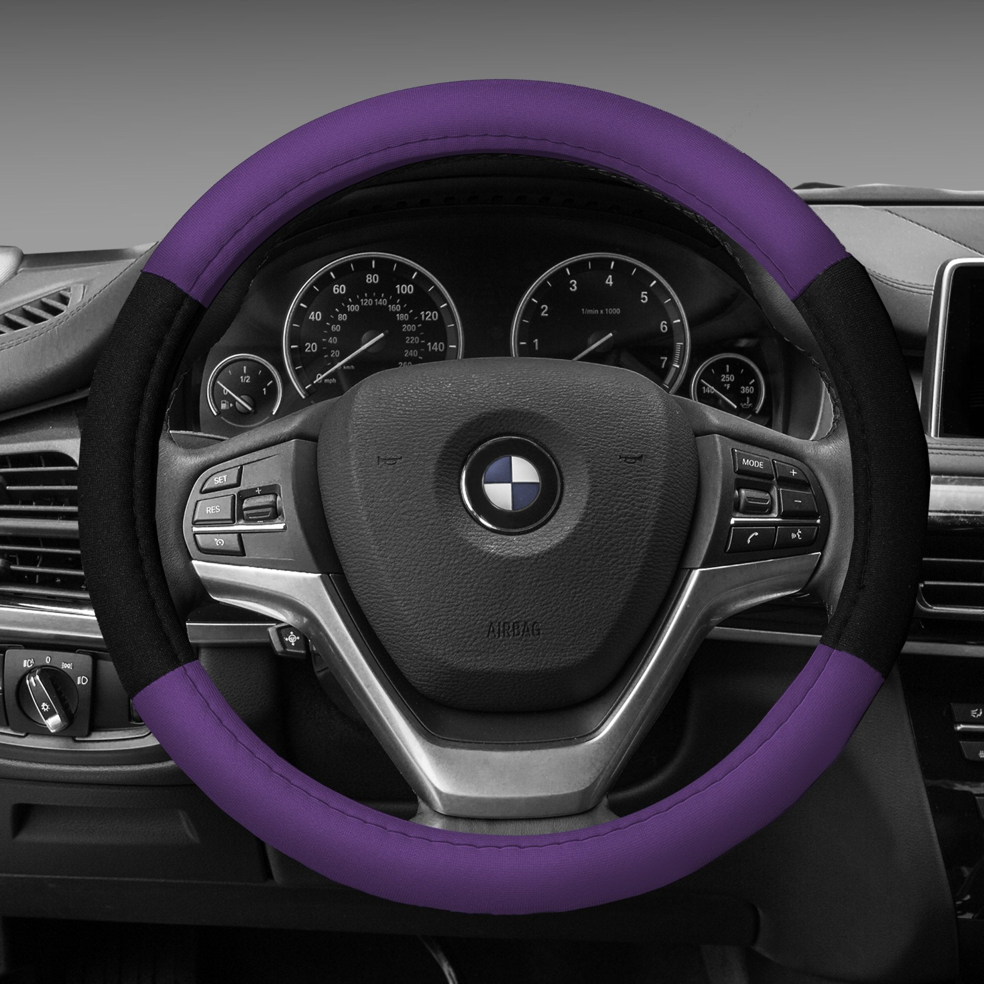 Fh Group Universal Fit Modernistic And Seat Belt Pads Combo Set Steering Wheel Cover Fits Most Cars, Suvs Purple