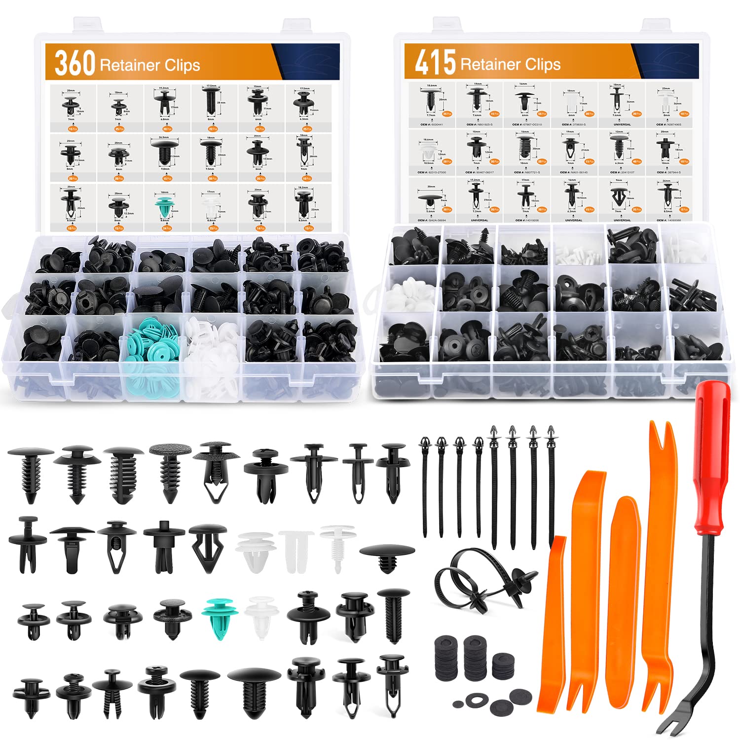 Gooacc 820Pcs Car Push Retainer Clips Auto Fasteners Assortment -36 Sizes Nylon Bumper Fender Rivets And Fasteners Remover For F
