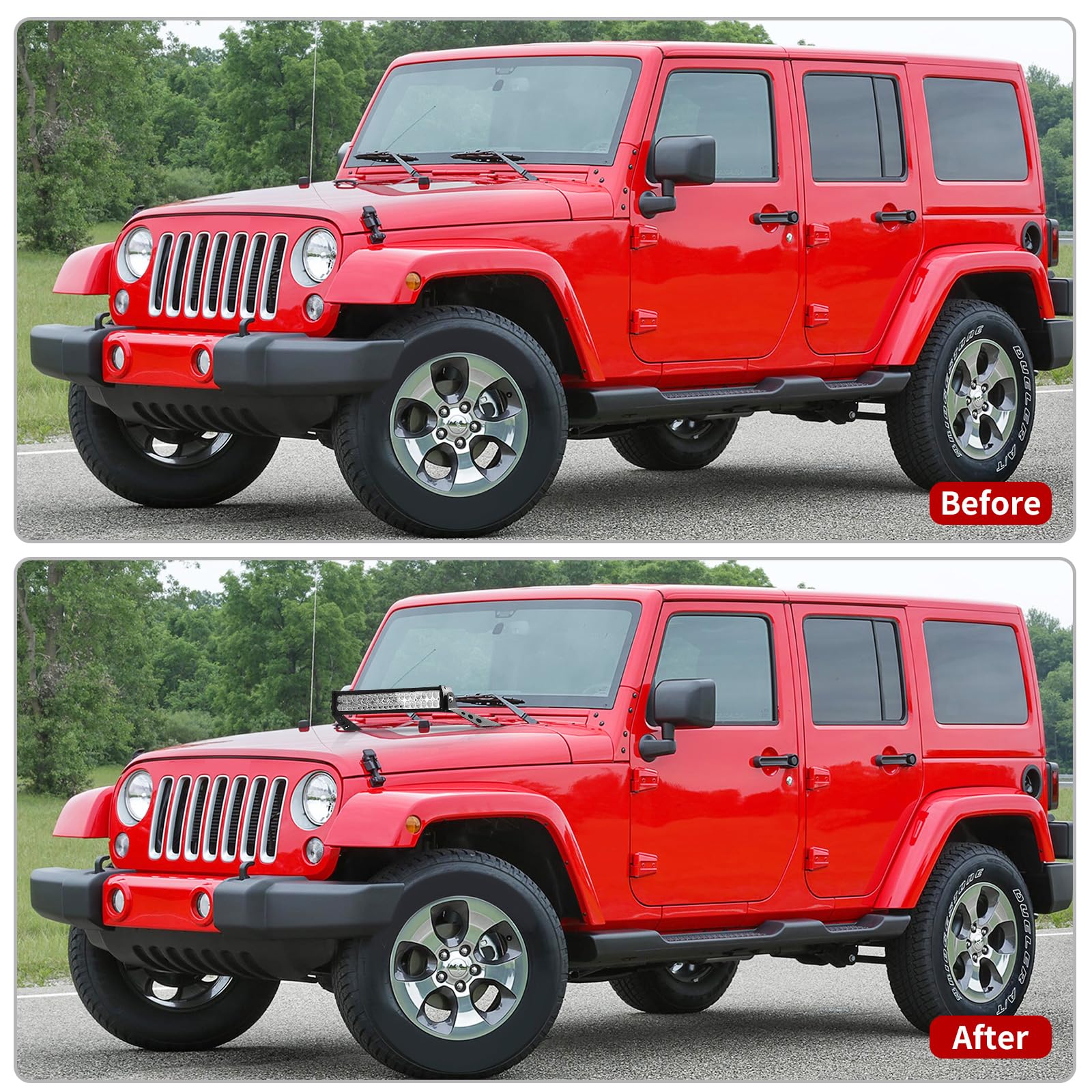 Yitamotor Hood Mounting Brackets For 22 Inch Led Light Bar Compatible With 2007-2018 Jeep Wrangler Jk 2/4 Doors Offroad Spot Flo