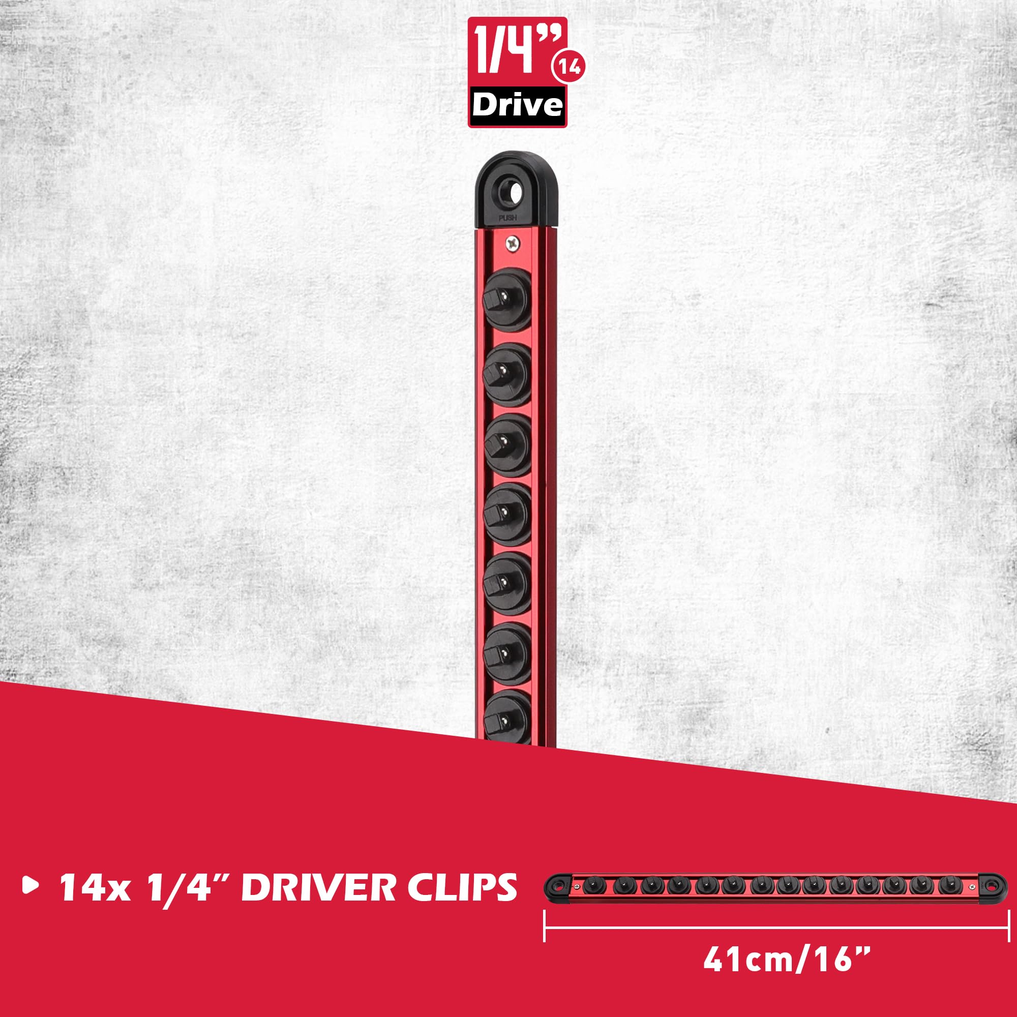 Magnetic Socket Holder Organizer Set: 1/4 Detachable Socket Trays Socket Organizer For Tool Box Drawer Holds 14-Piece Standard S