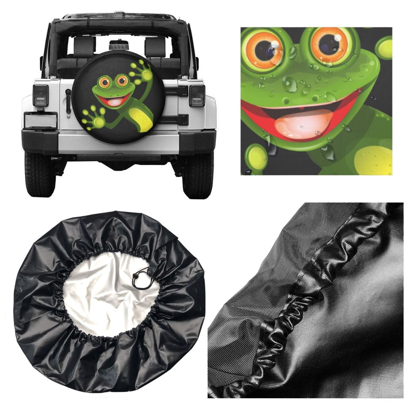 Merry Green Frog Cute Animal Spare Tire Cover Weatherproof Waterproof Tire Wheel Cover UV Sun Protection Wheel Tire Protector Ty
