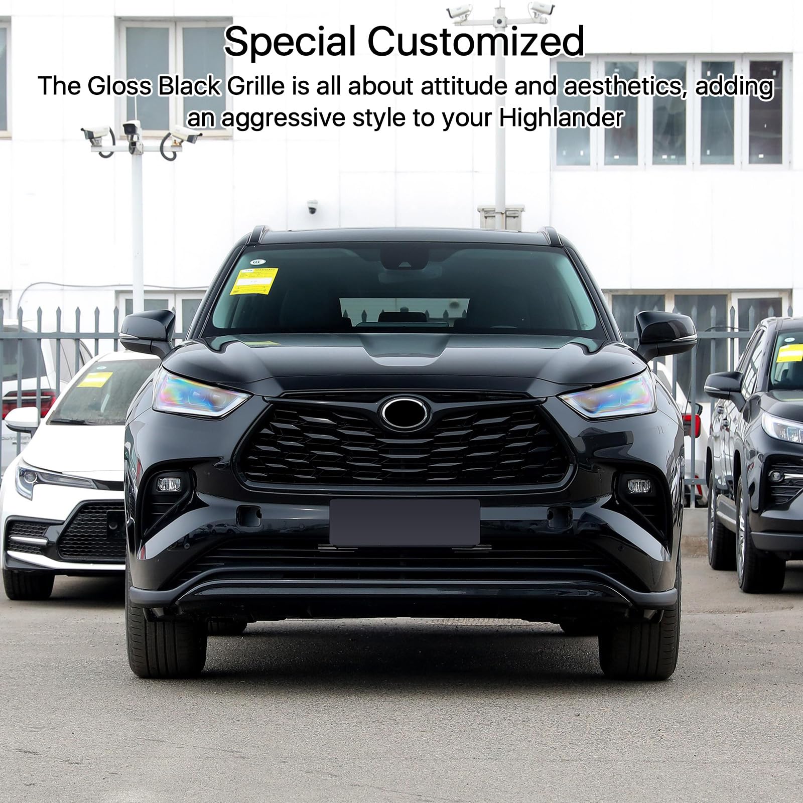 for Toyota Highlander Grille Mesh Cover Trims, Sporty Updated Luxury Front Grille Frame for Highlander 2025 2024 2023 2022 2021