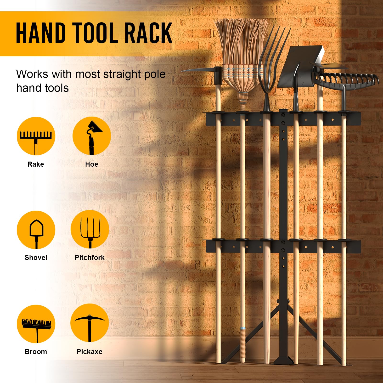 Fumingpal Utility Trailer Tool Rack, Shovel Rack for Truck, Rake Shovel Holder Landscape Hand Tool Accessories for Trailer Truck