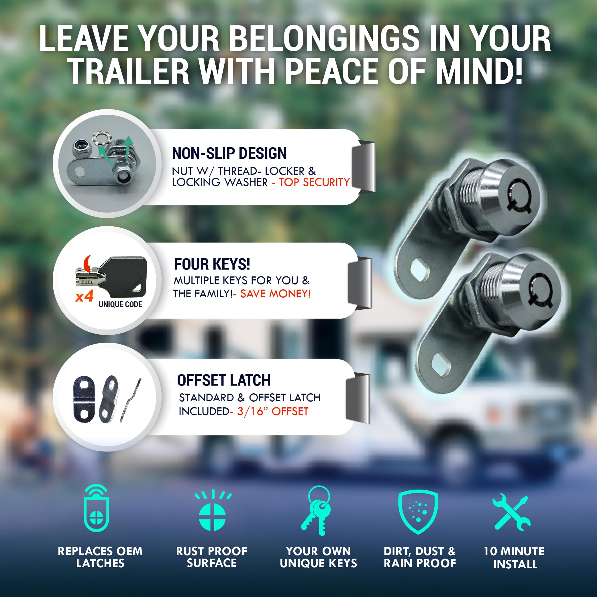 Latch.It 1-1/8    Rv Storage Locks | 5-Pack Rv Compartment Locks | Utility Cam Lock | 100% Metal Rv Locks For Storage Door On Ca